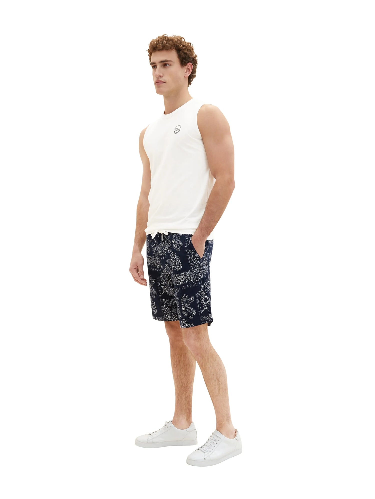 Tom Tailor Navy Big Paisley Design Men Patterned Shorts SKU: 1036297_31783 Image 02