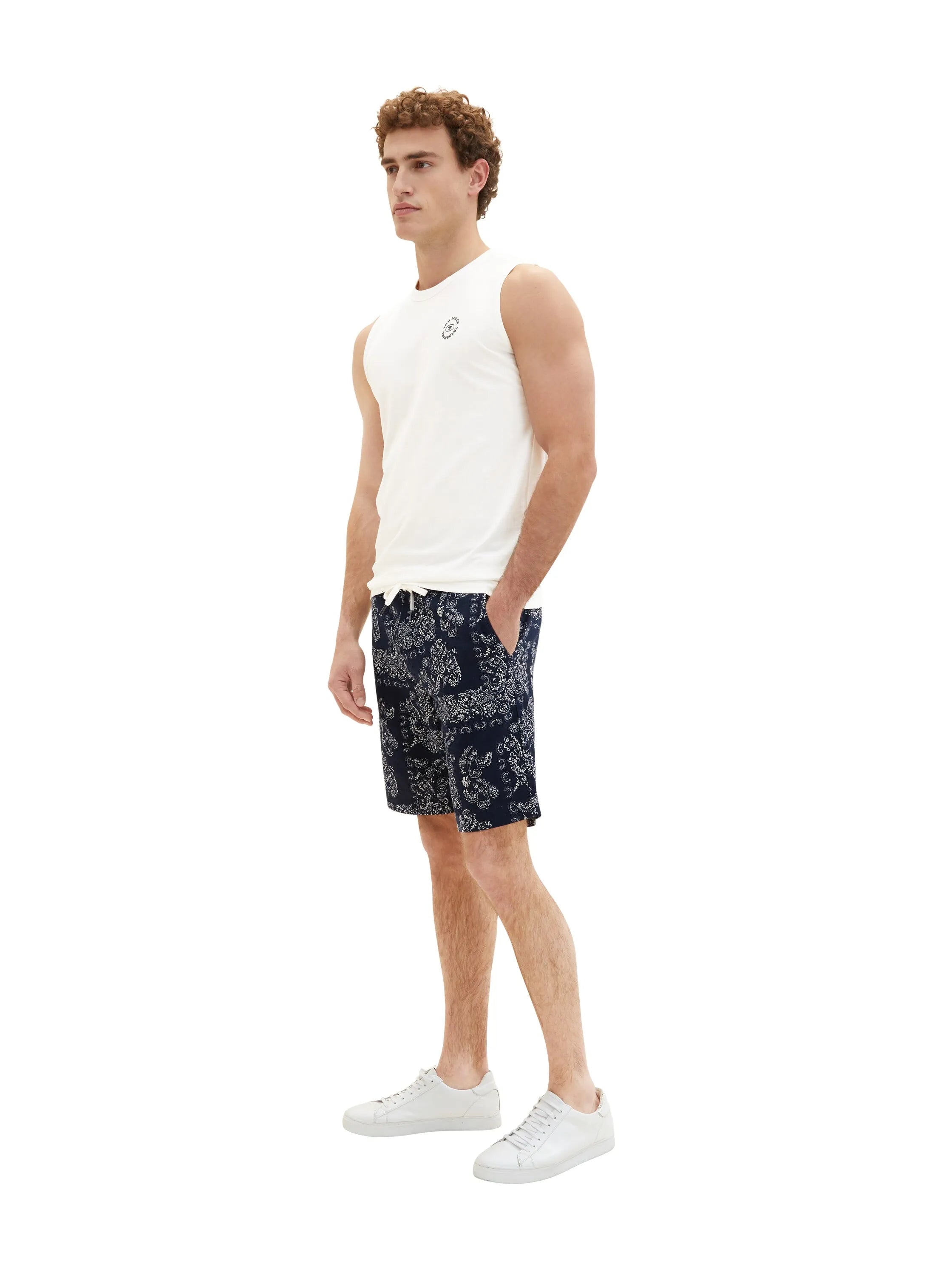 Tom Tailor Navy Big Paisley Design Men Patterned Shorts SKU: 1036297_31783 Image 02