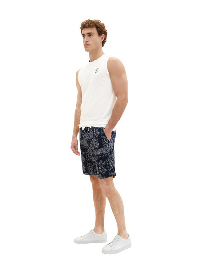Tom Tailor Navy Big Paisley Design Men Patterned Shorts SKU: 1036297_31783 Image 02