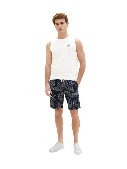 Tom Tailor Navy Big Paisley Design Men Patterned Shorts SKU: 1036297_31783 Image 03