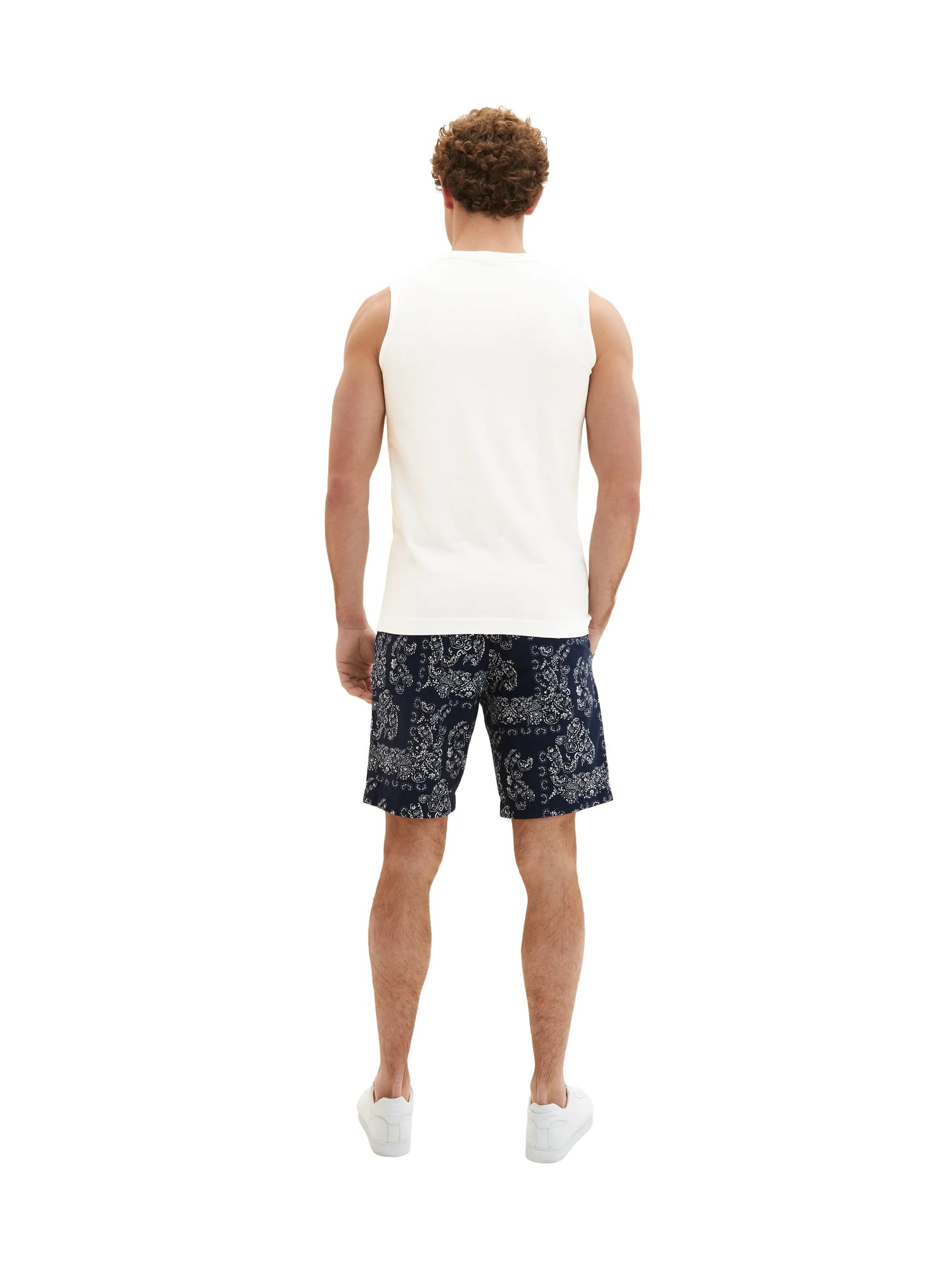 Tom Tailor Navy Big Paisley Design Men Patterned Shorts SKU: 1036297_31783 Image 04