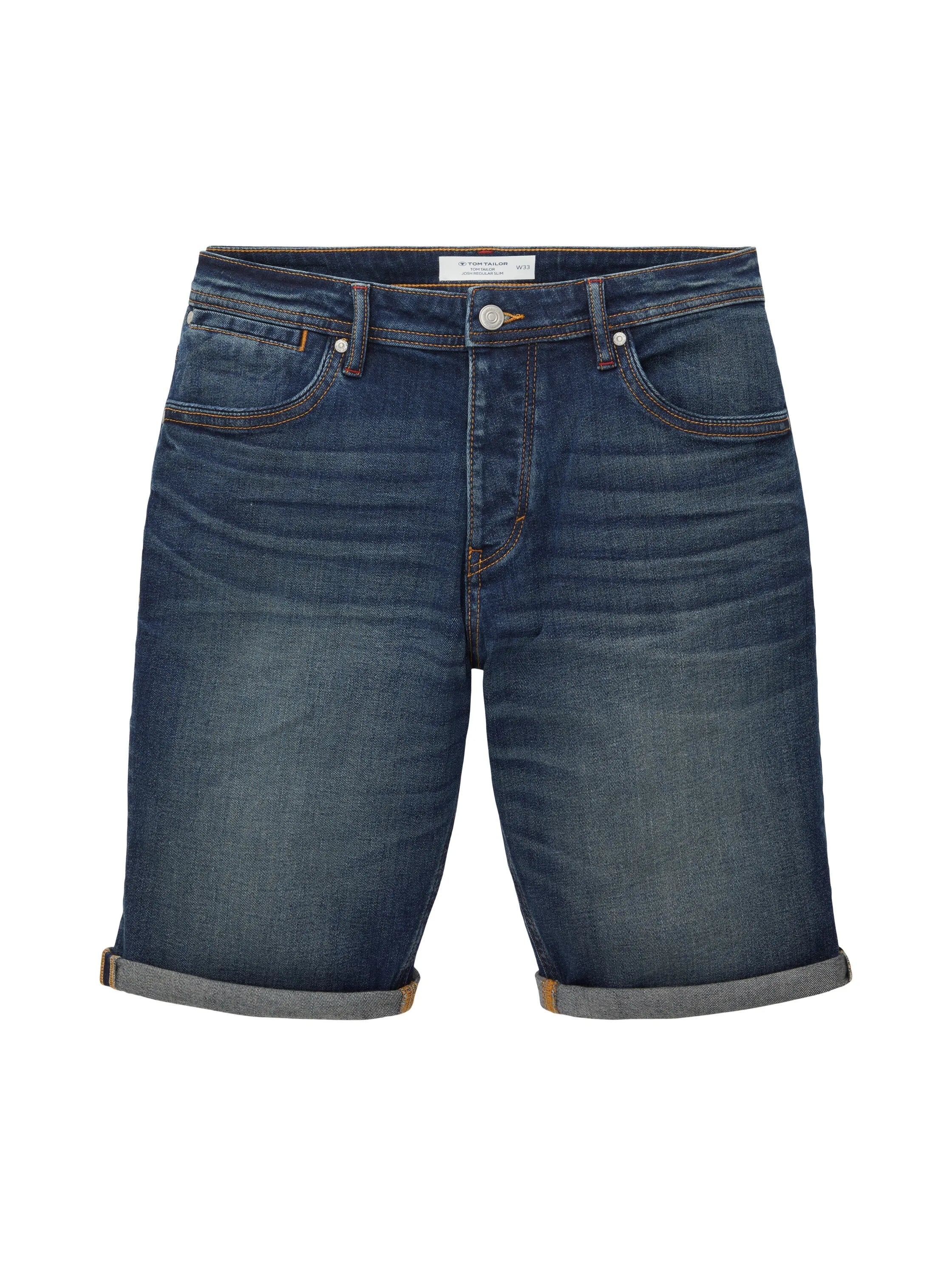 Tom Tailor Used Dark Stone Blue Denim Men Josh Denim Shorts SKU: 1036299_10120 Image 08
