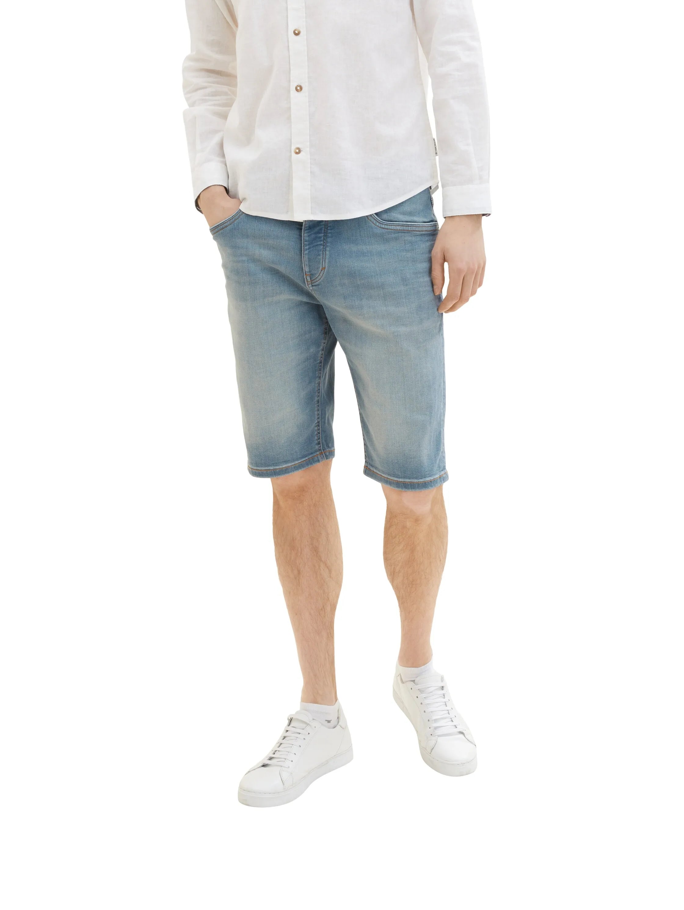 Tom Tailor Light Stone Blue Grey Denim Men Josh Denim Shorts SKU: 1036299_10161 Image 01