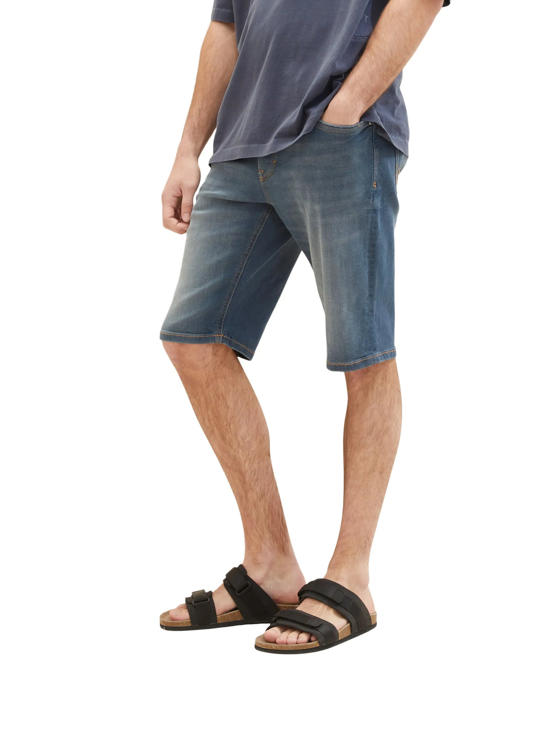 Tom Tailor Dark Stone Blue Grey Denim Men Josh Denim Shorts SKU: 1036299_10163 Image 01