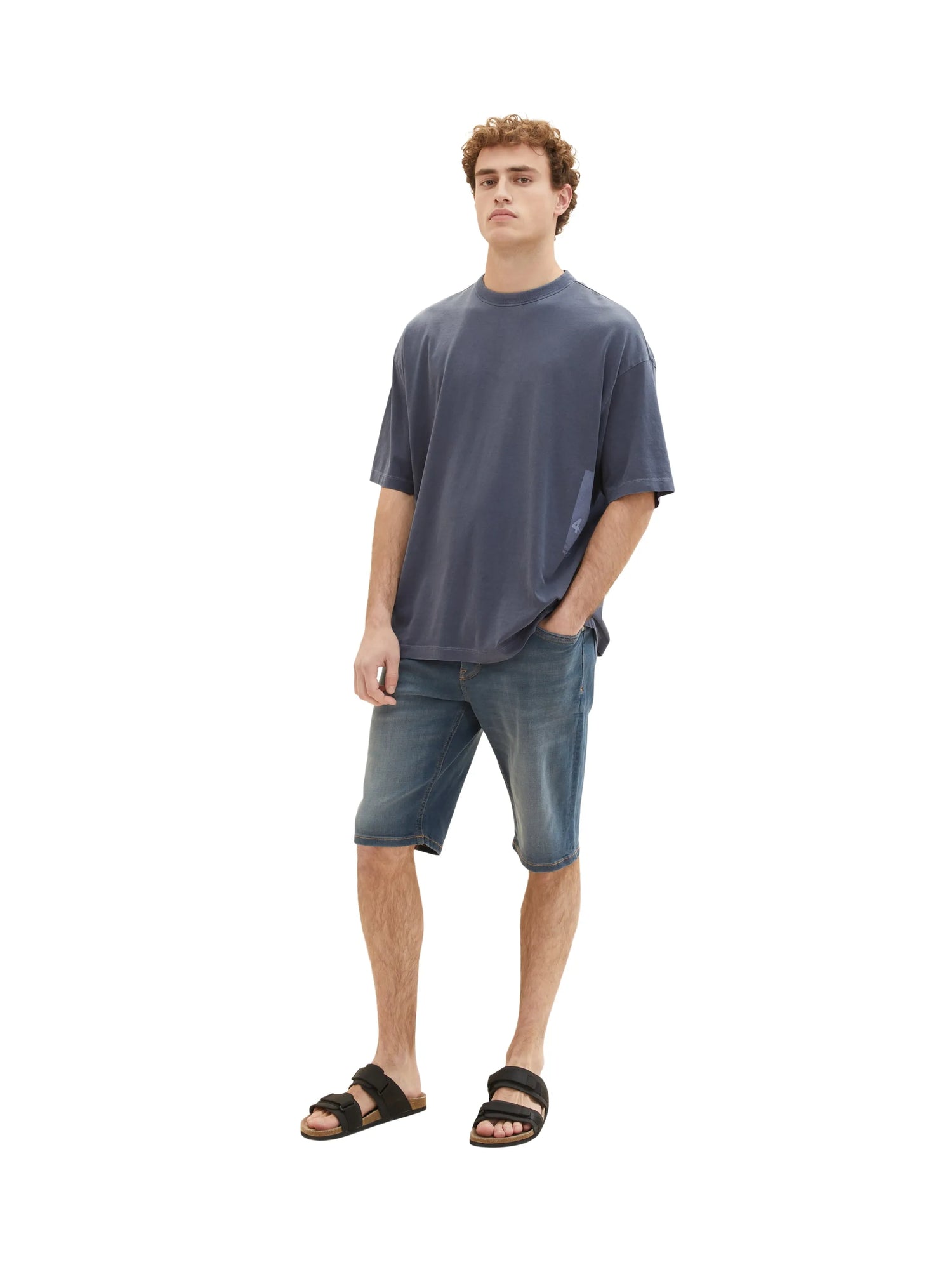 Tom Tailor Dark Stone Blue Grey Denim Men Josh Denim Shorts SKU: 1036299_10163 Image 03