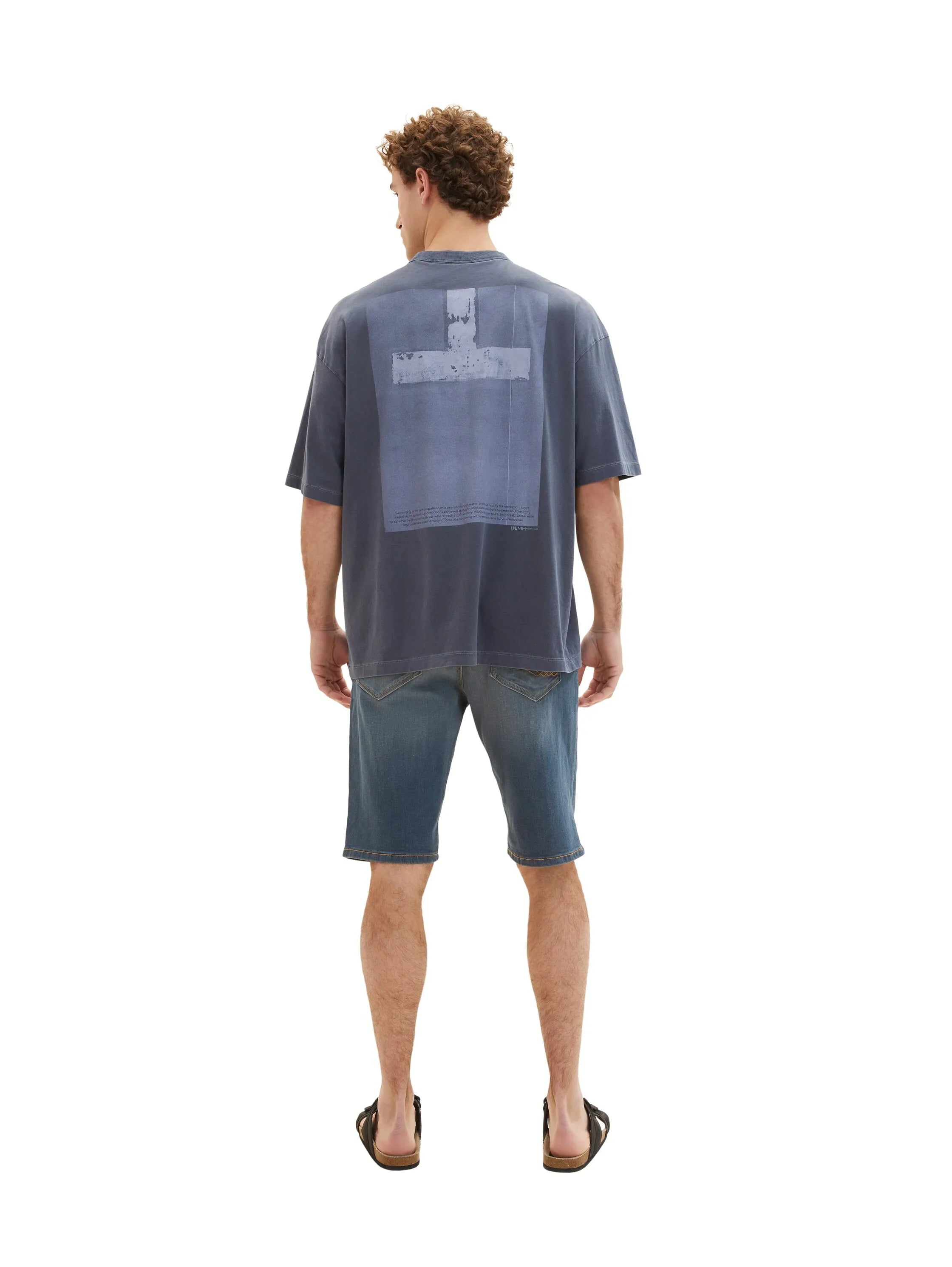 Tom Tailor Dark Stone Blue Grey Denim Men Josh Denim Shorts SKU: 1036299_10163 Image 04
