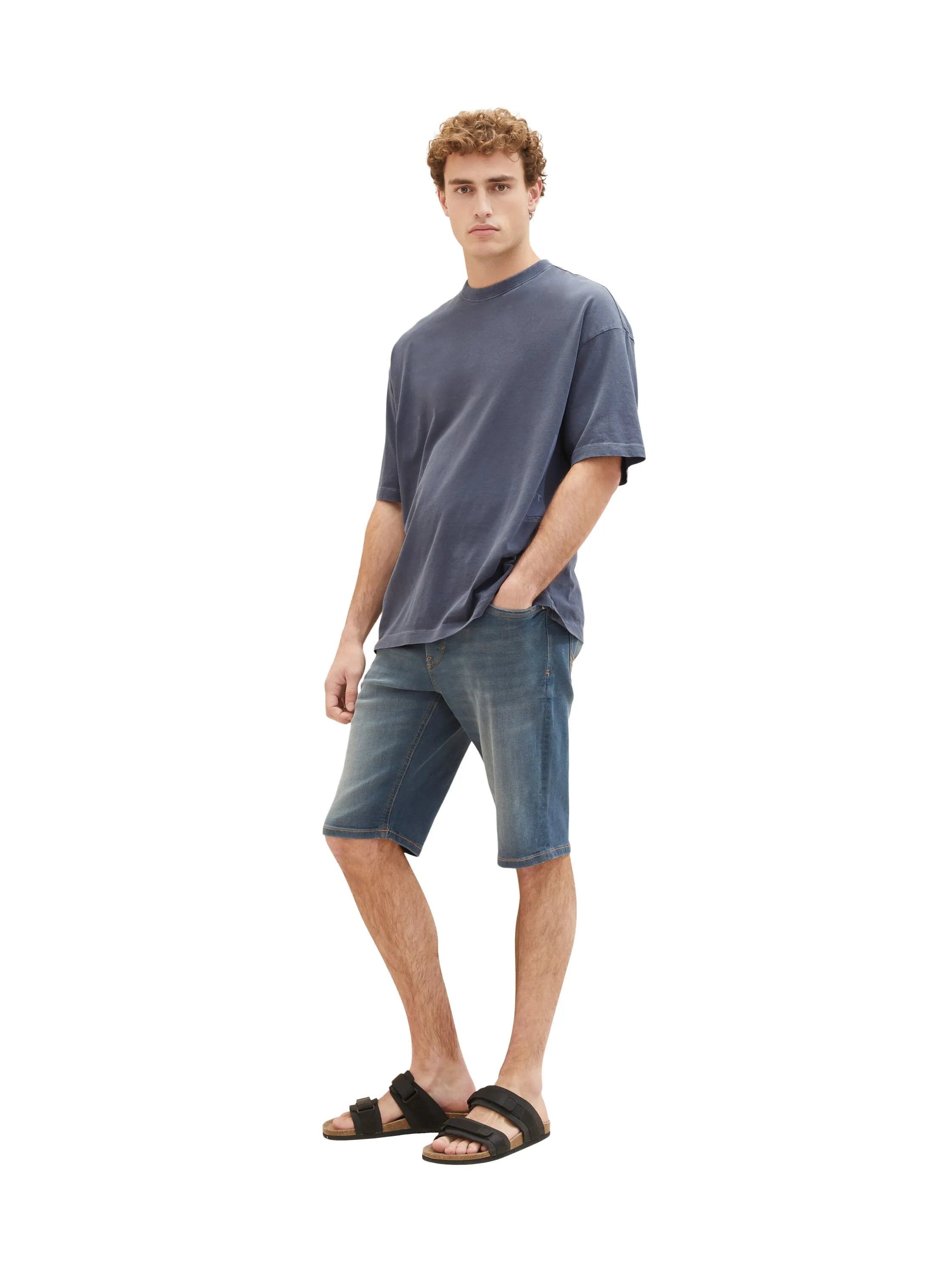 Tom Tailor Dark Stone Blue Grey Denim Men Josh Denim Shorts SKU: 1036299_10163 Image 05