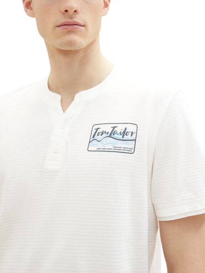 Tom Tailor Off White Men Serafino T-Shirt with a Print SKU: 1036321_10332 Image 02