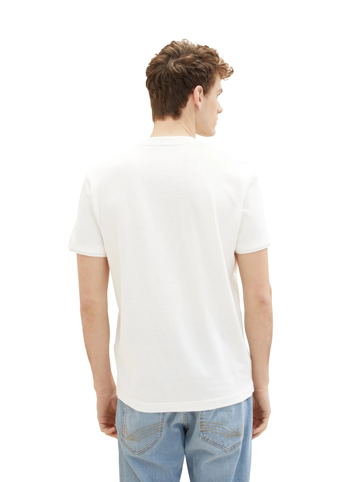 Tom Tailor Off White Men Serafino T-Shirt with a Print SKU: 1036321_10332 Image 03