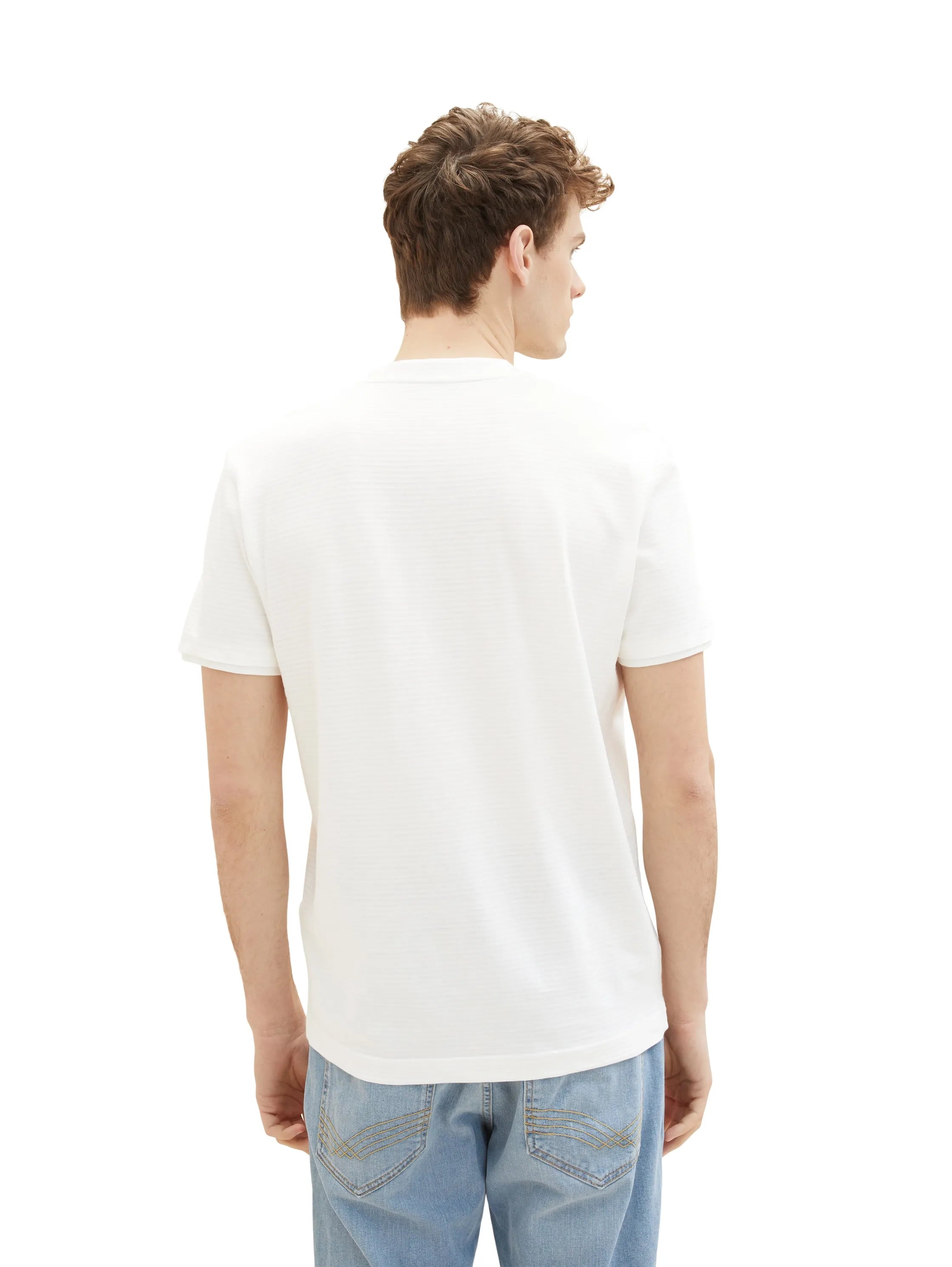 Tom Tailor Off White Men Serafino T-Shirt with a Print SKU: 1036321_10332 Image 03