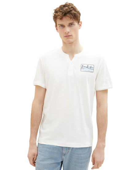 Tom Tailor Off White Men Serafino T-Shirt with a Print SKU: 1036321_10332 Image 04