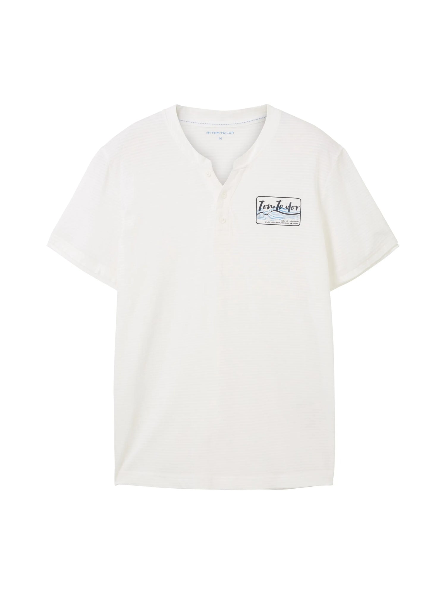 Tom Tailor Off White Men Serafino T-Shirt with a Print SKU: 1036321_10332 Image 07