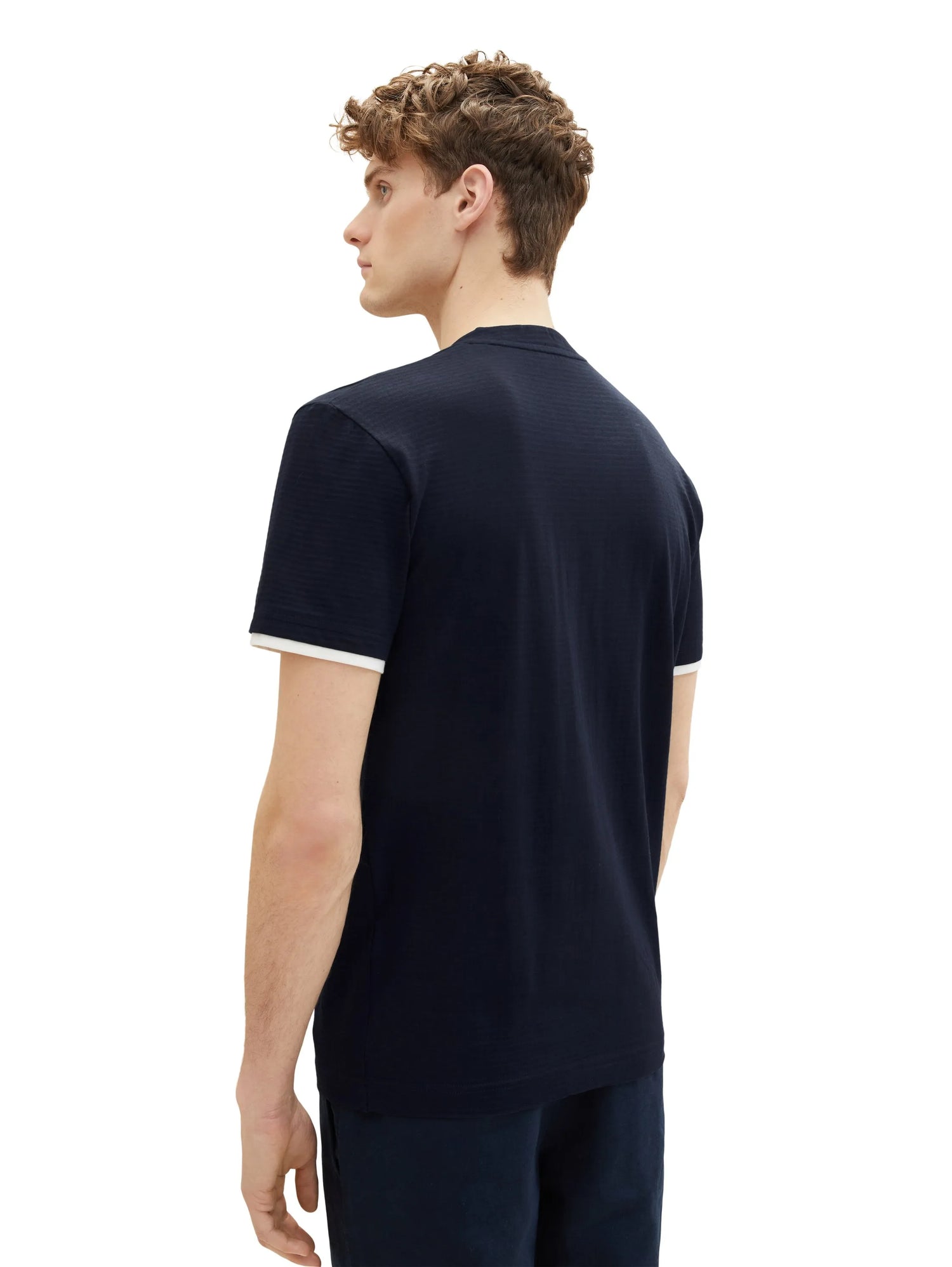 Tom Tailor Sky Captain Blue Men Serafino T-Shirt with a Print SKU: 1036321_10668 Image 03