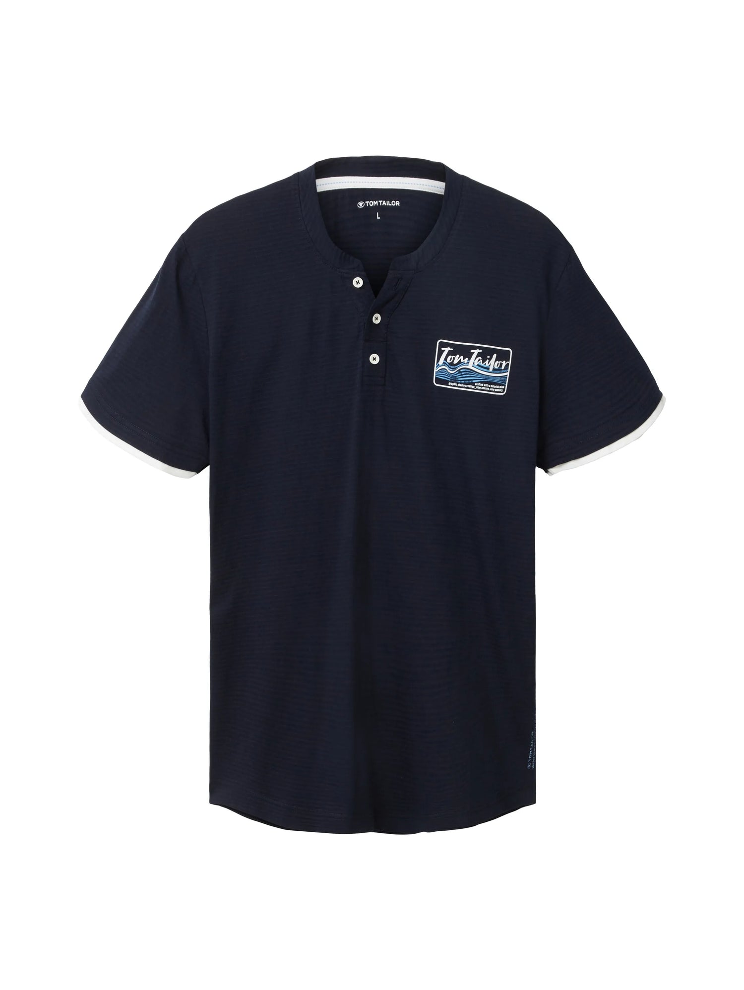 Tom Tailor Sky Captain Blue Men Serafino T-Shirt with a Print SKU: 1036321_10668 Image 07