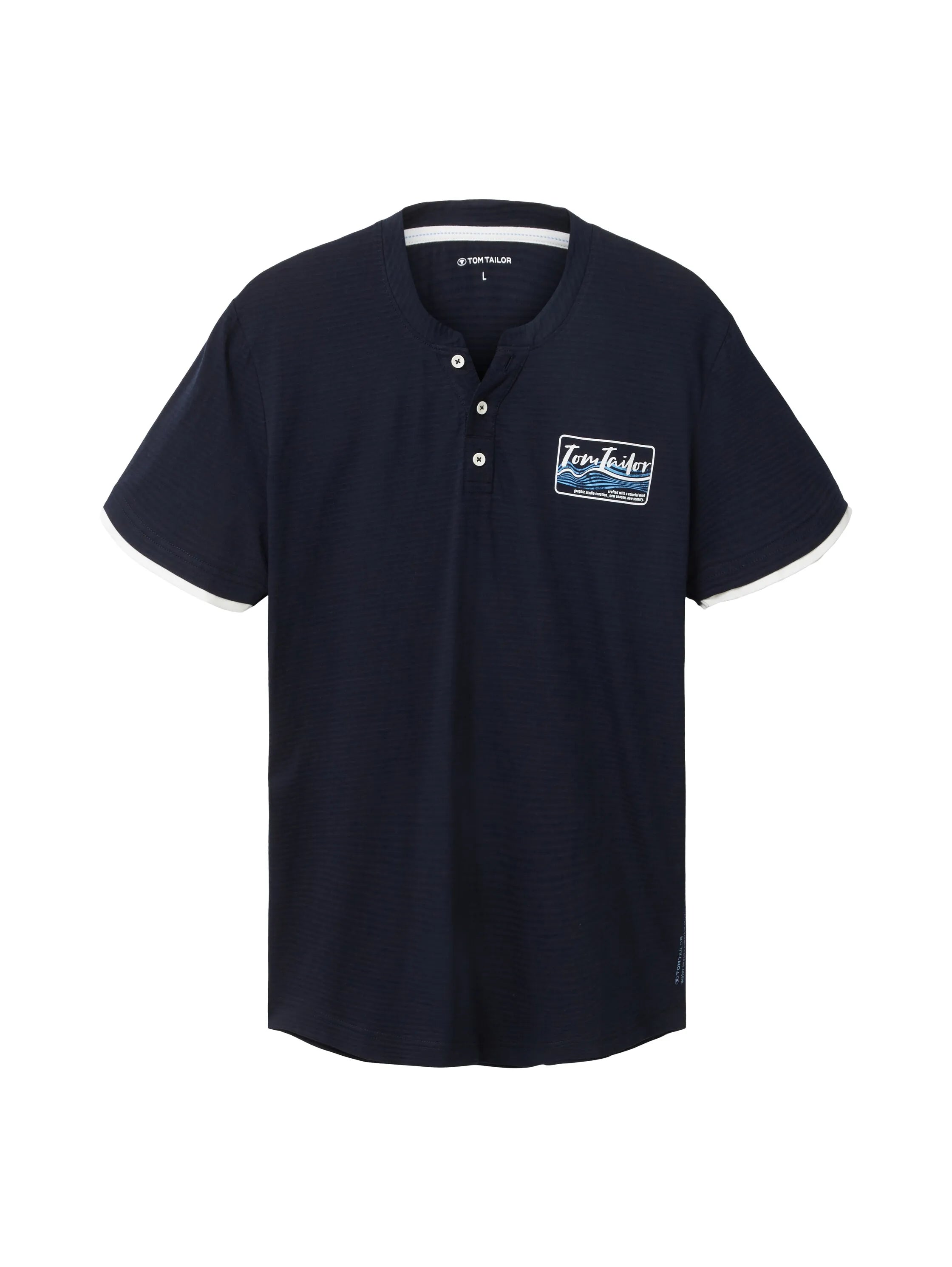 Tom Tailor Sky Captain Blue Men Serafino T-Shirt with a Print SKU: 1036321_10668 Image 07