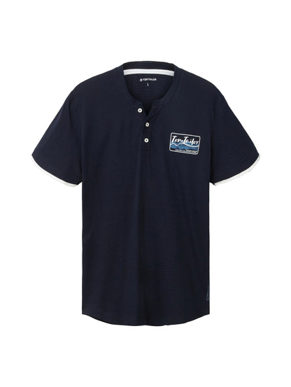 Tom Tailor Sky Captain Blue Men Serafino T-Shirt with a Print SKU: 1036321_10668 Image 07