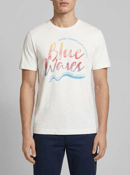 Tom Tailor Off White Men T-Shirt with a Print SKU: 1036322_10332 Image 00