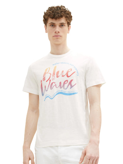 Tom Tailor Off White Men T-Shirt with a Print SKU: 1036322_10332 Image 01