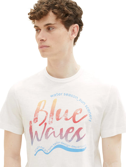 Tom Tailor Off White Men T-Shirt with a Print SKU: 1036322_10332 Image 04