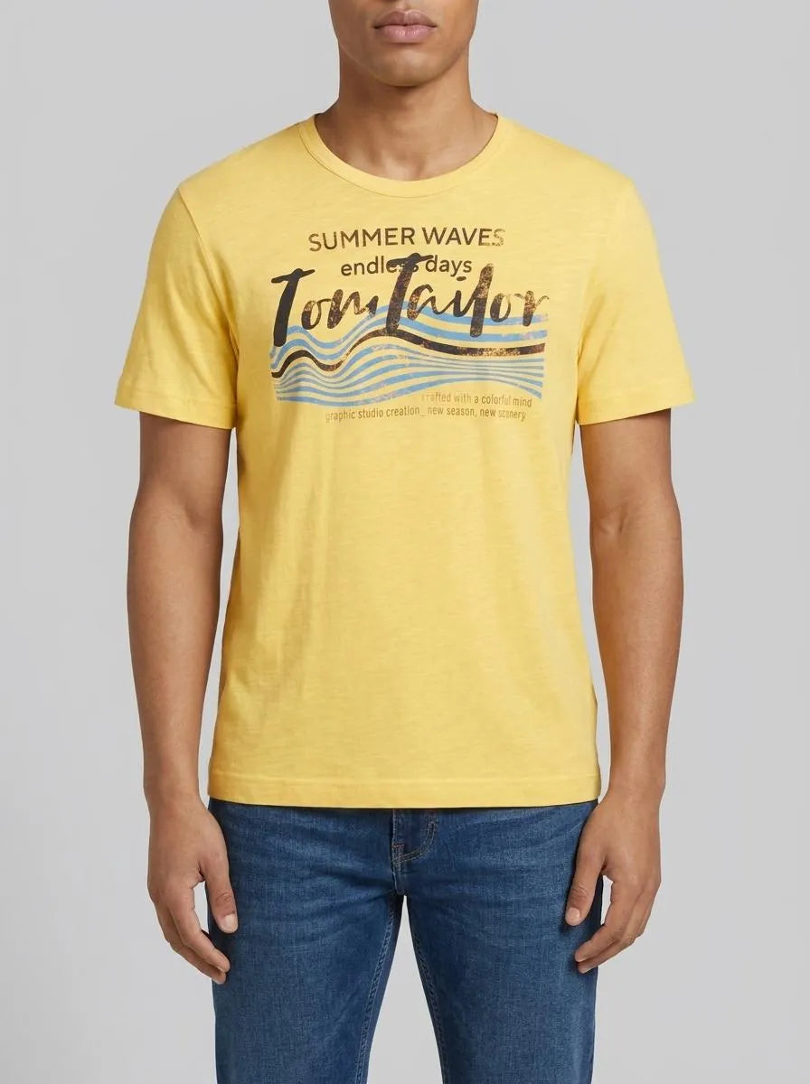 Tom Tailor Corn Yellow Men T-Shirt with a Print SKU: 1036322_16719 Image 00