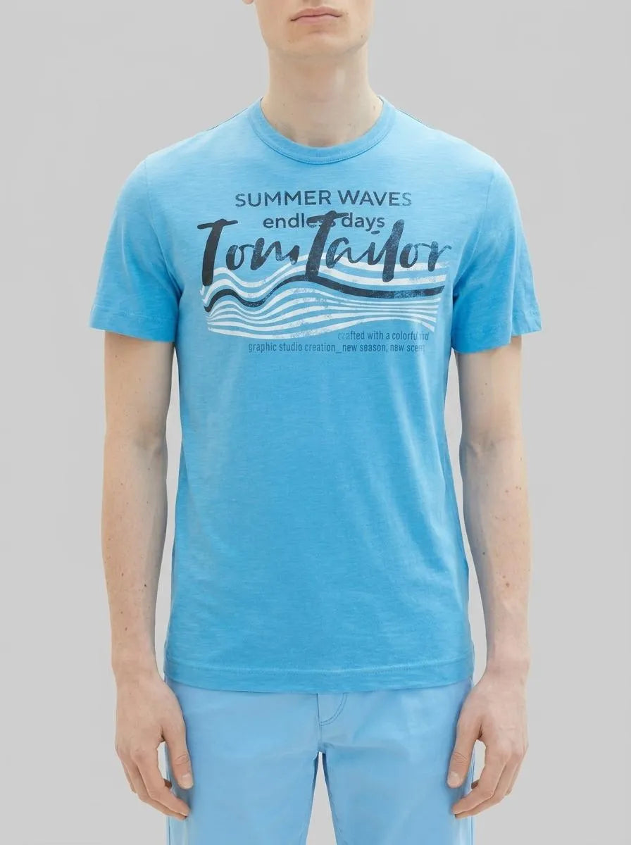 Tom Tailor Rainy Sky Blue Men T-Shirt with a Print SKU: 1036322_18395 Image 00