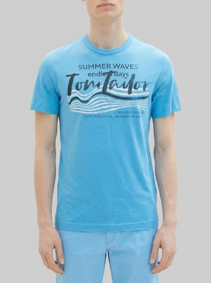 Tom Tailor Rainy Sky Blue Men T-Shirt with a Print SKU: 1036322_18395 Image 00