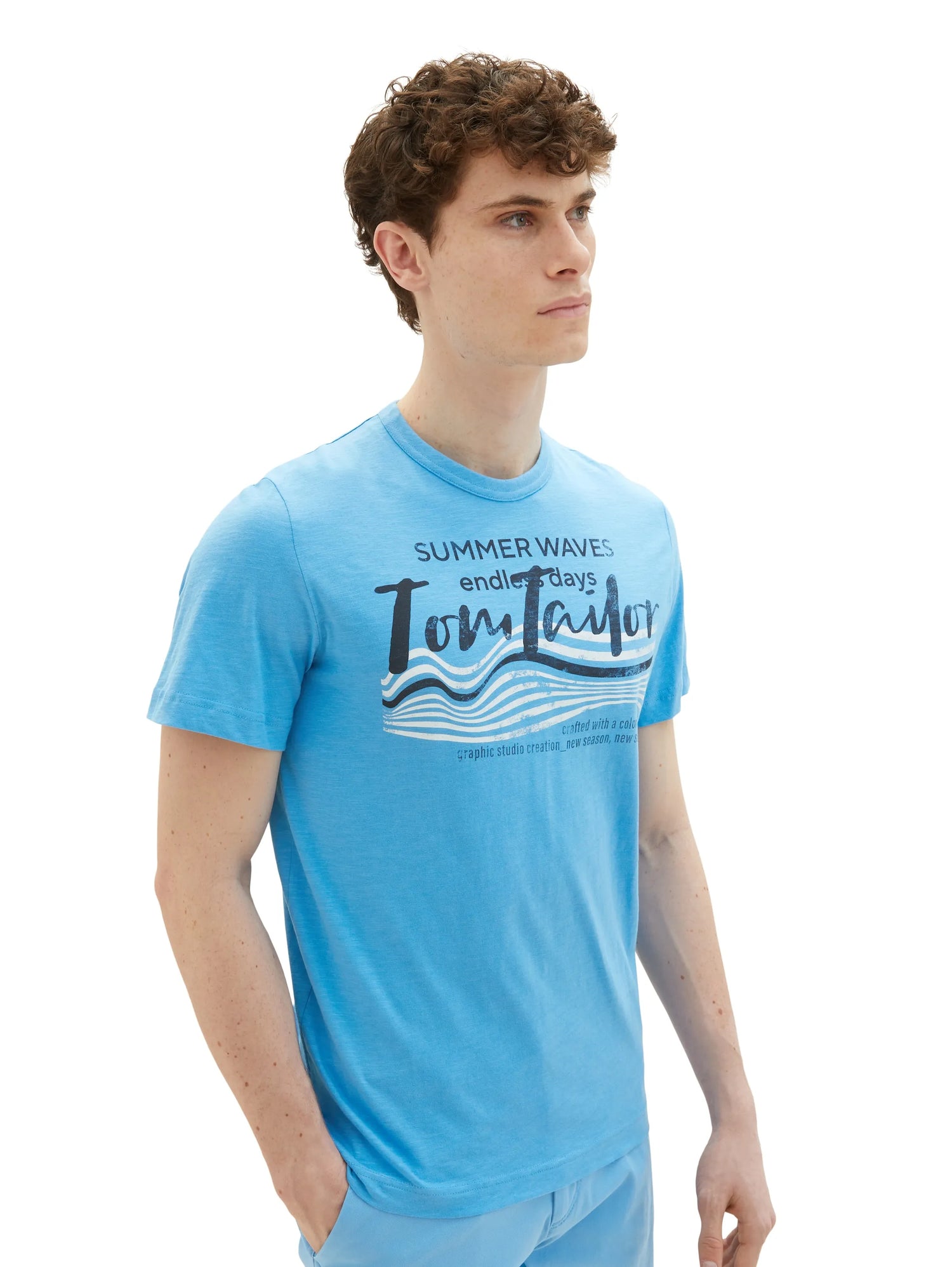 Tom Tailor Rainy Sky Blue Men T-Shirt with a Print SKU: 1036322_18395 Image 01
