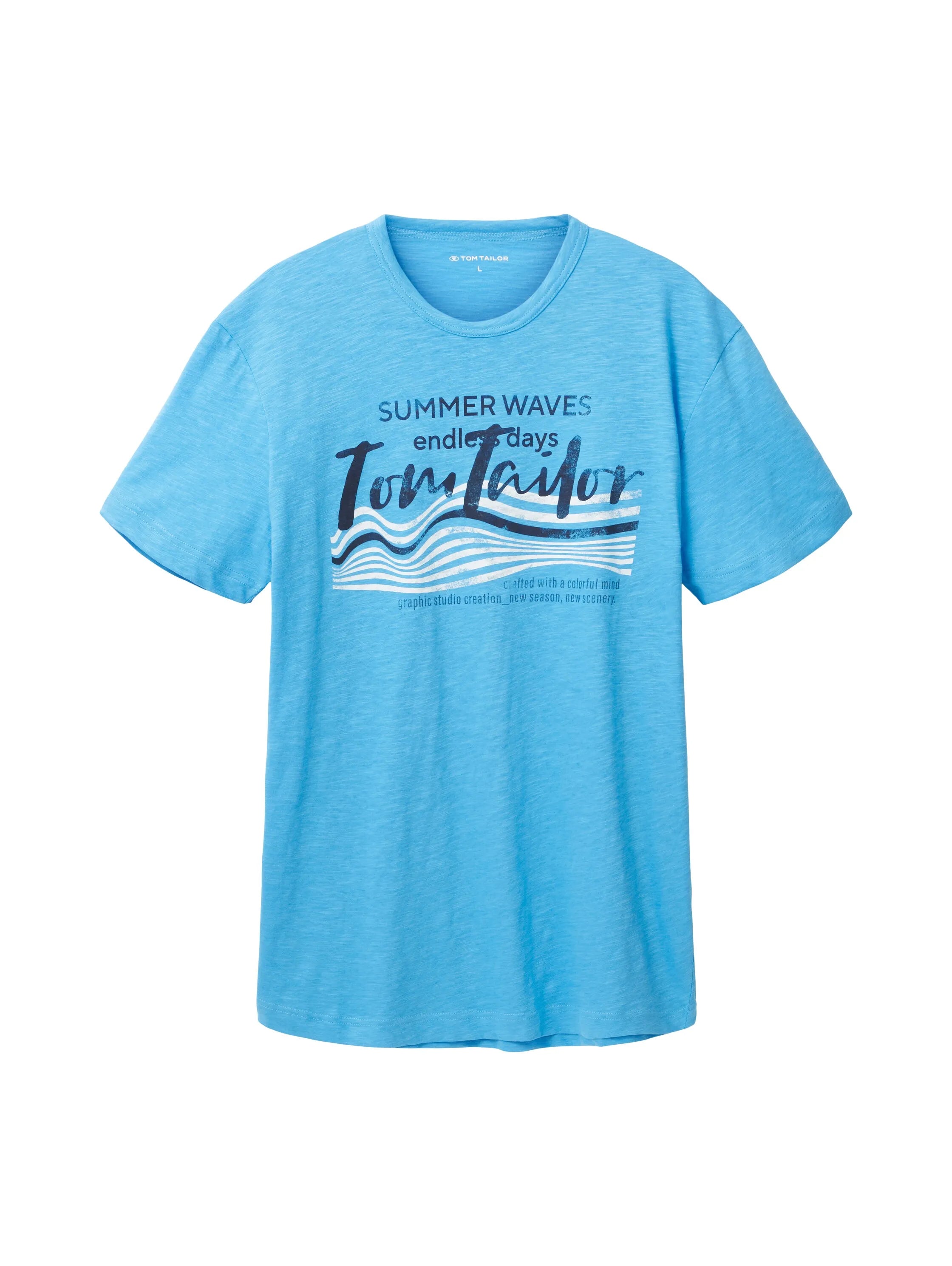 Tom Tailor Rainy Sky Blue Men T-Shirt with a Print SKU: 1036322_18395 Image 07