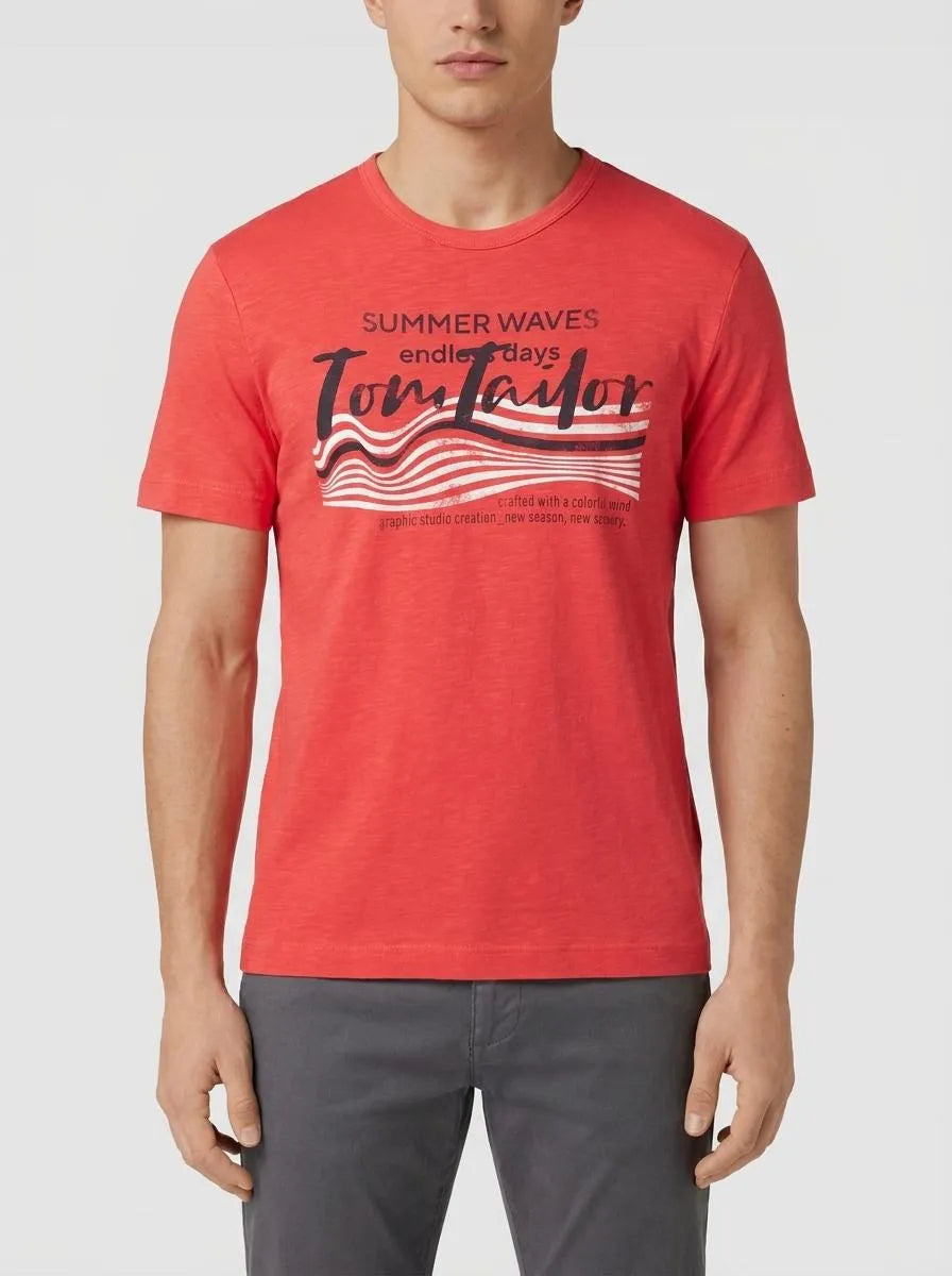 Tom Tailor Soft Berry Red Men T-Shirt with a Print SKU: 1036322_31045 Image 00
