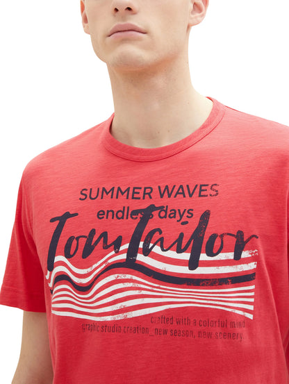 Tom Tailor Soft Berry Red Men T-Shirt with a Print SKU: 1036322_31045 Image 02