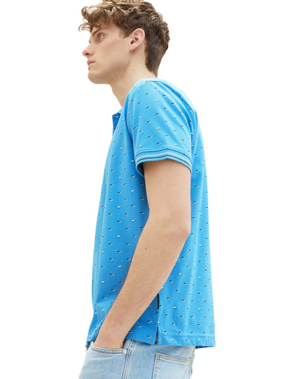 Tom Tailor Blue Minimal Flag Design Men Polo Shirt with an All-Over Print SKU: 1036326_32025 Image 04