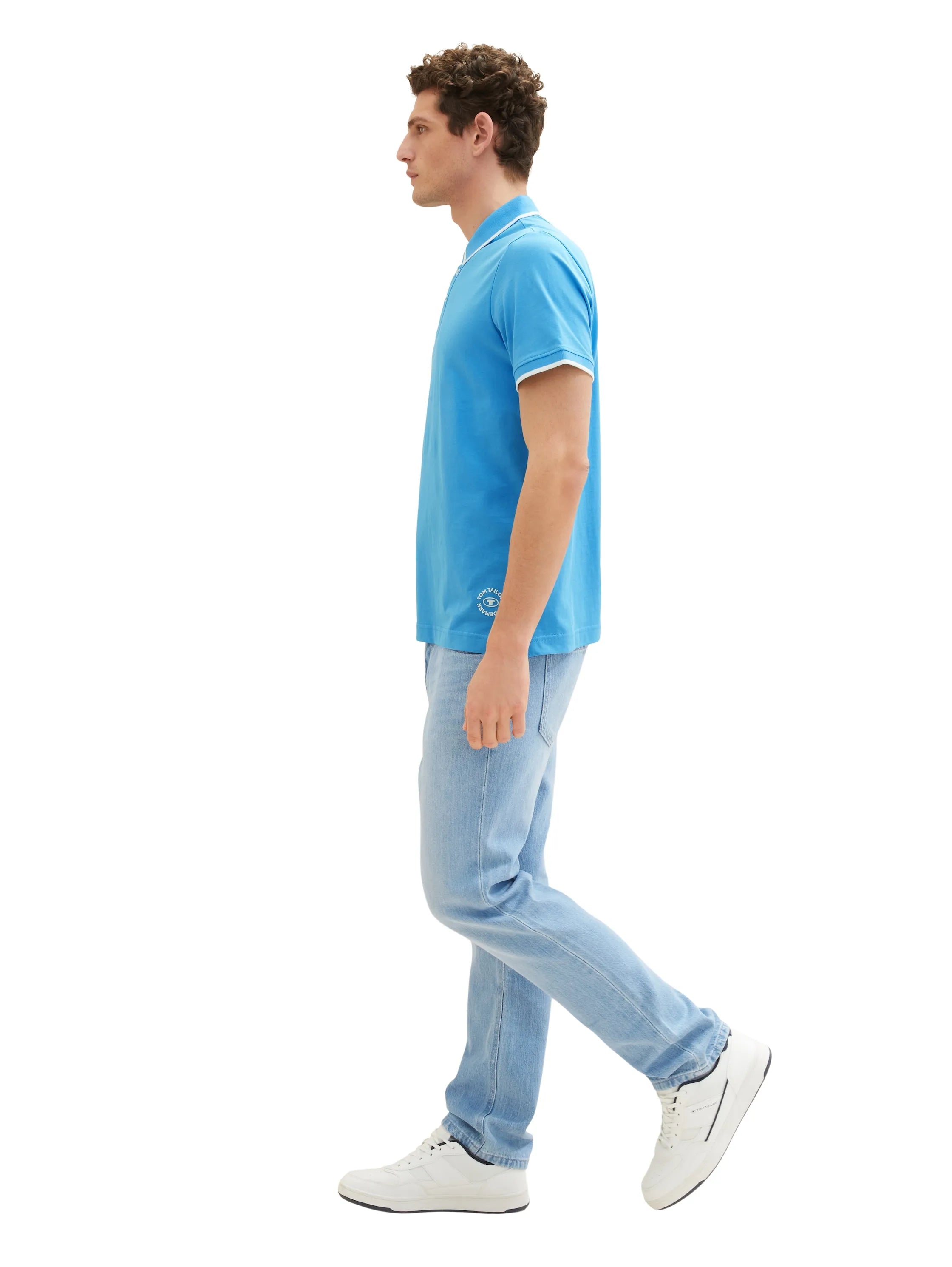 Tom Tailor Rainy Sky Blue Men Sporty Polo Shirt Made of Jersey SKU: 1036327_18395 Image 01