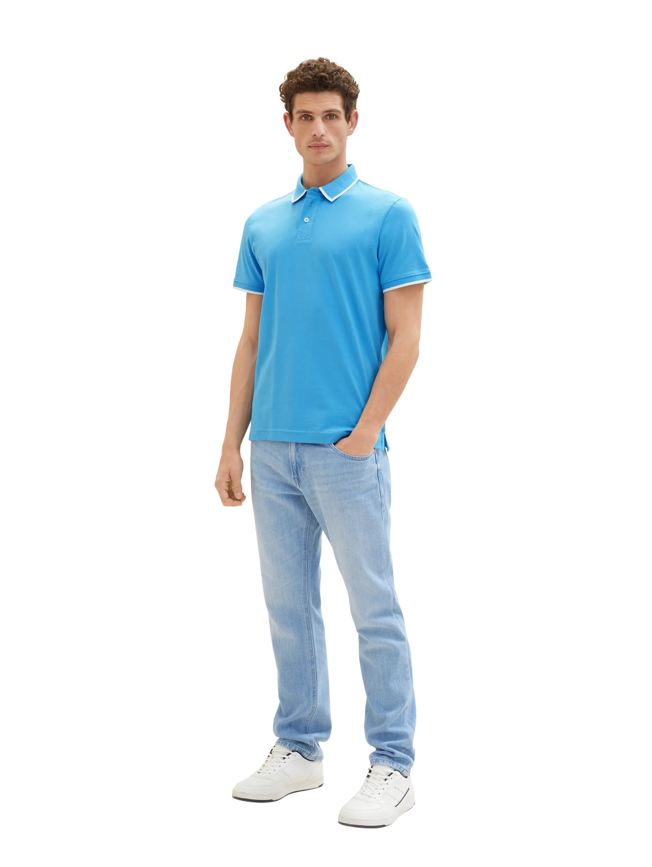 Tom Tailor Rainy Sky Blue Men Sporty Polo Shirt Made of Jersey SKU: 1036327_18395 Image 02