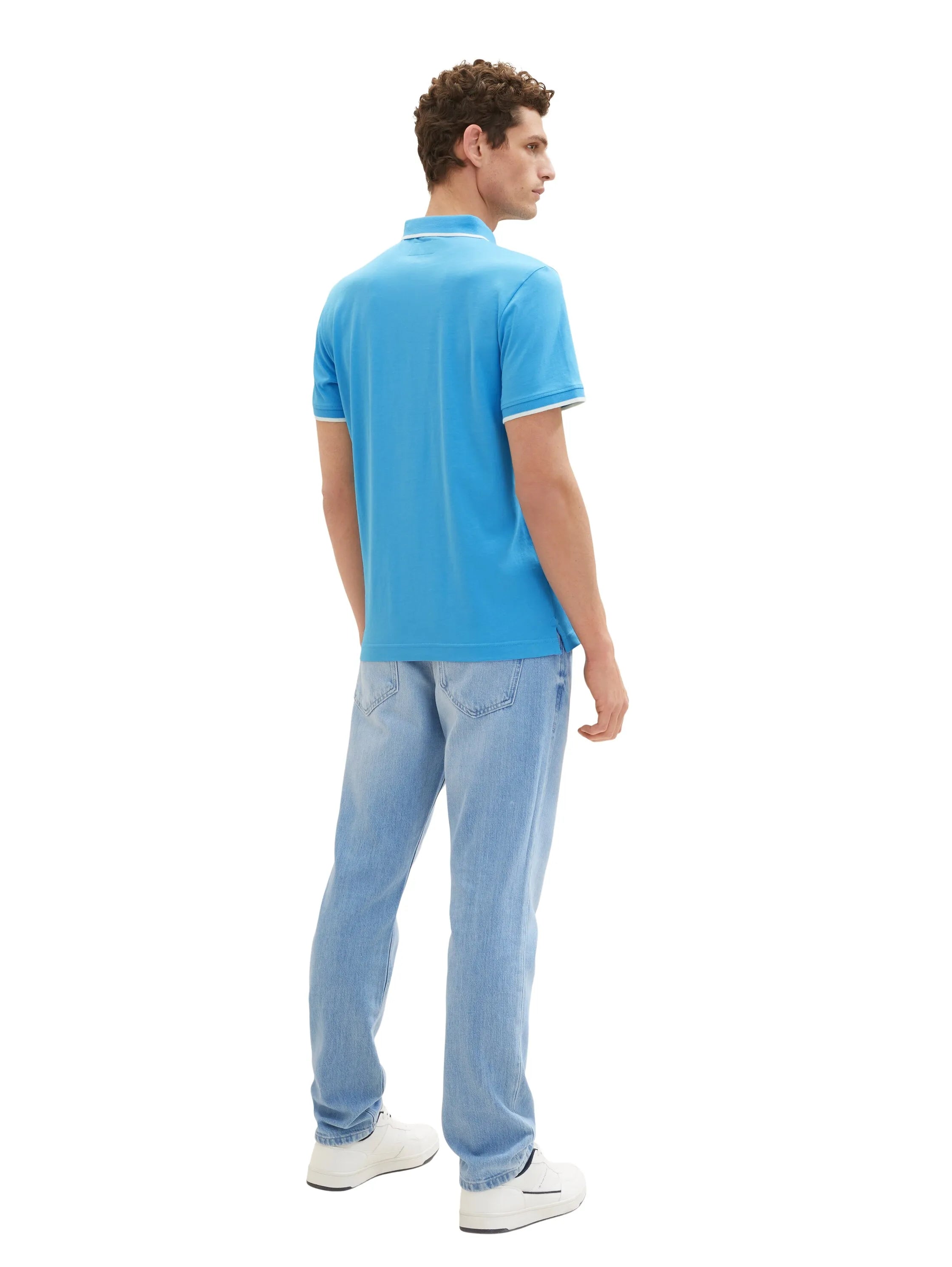 Tom Tailor Rainy Sky Blue Men Sporty Polo Shirt Made of Jersey SKU: 1036327_18395 Image 03
