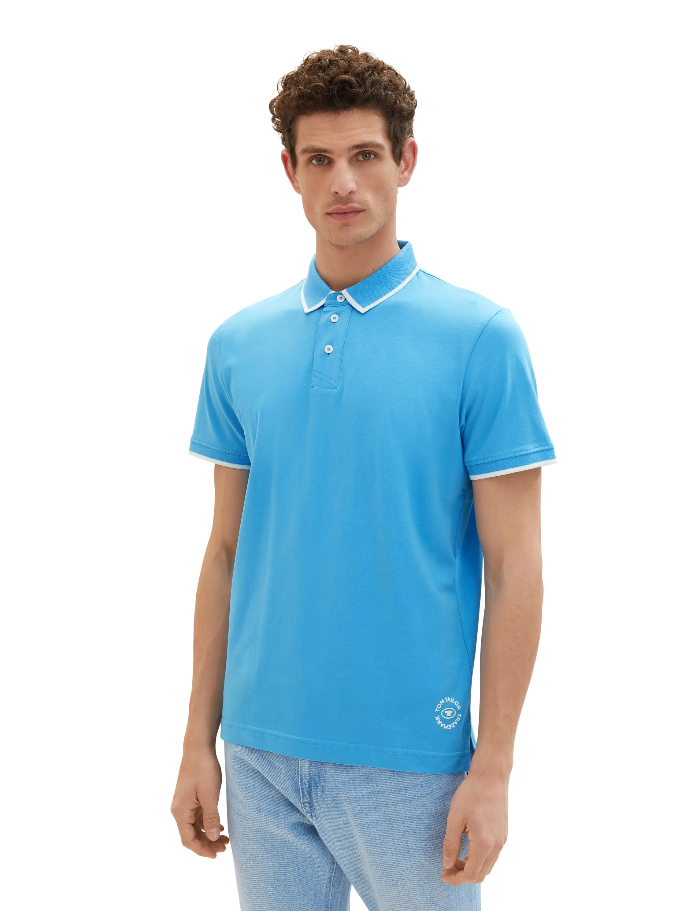 Tom Tailor Rainy Sky Blue Men Sporty Polo Shirt Made of Jersey SKU: 1036327_18395 Image 05