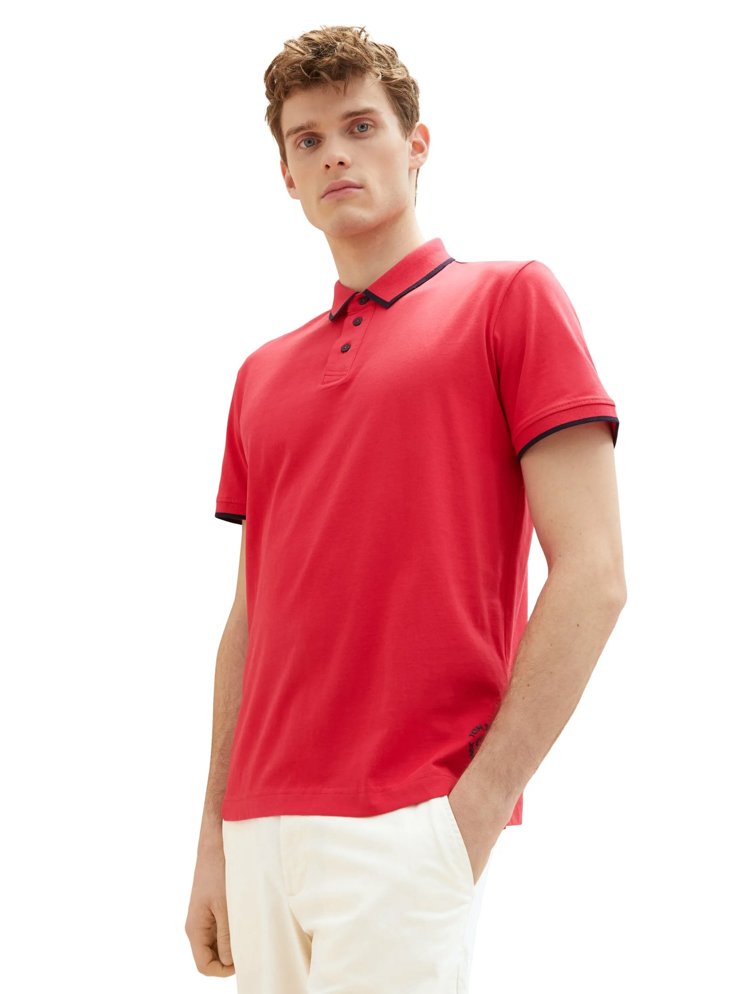 Tom Tailor Soft Berry Red Men Sporty Polo Shirt Made of Jersey SKU: 1036327_31045 Image 02