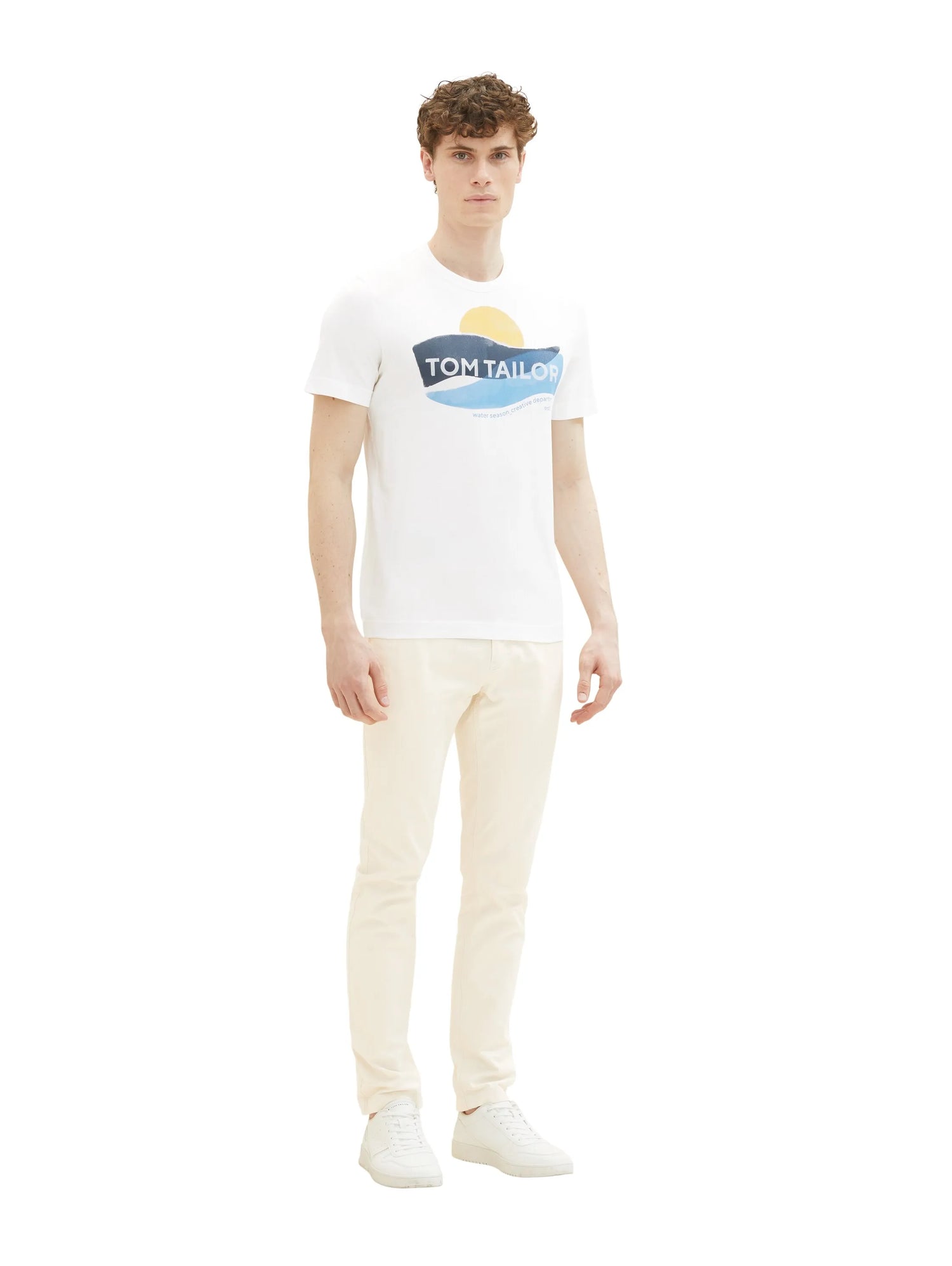 Tom Tailor Off White Men T-Shirt with a Print SKU: 1036328_10332 Image 04