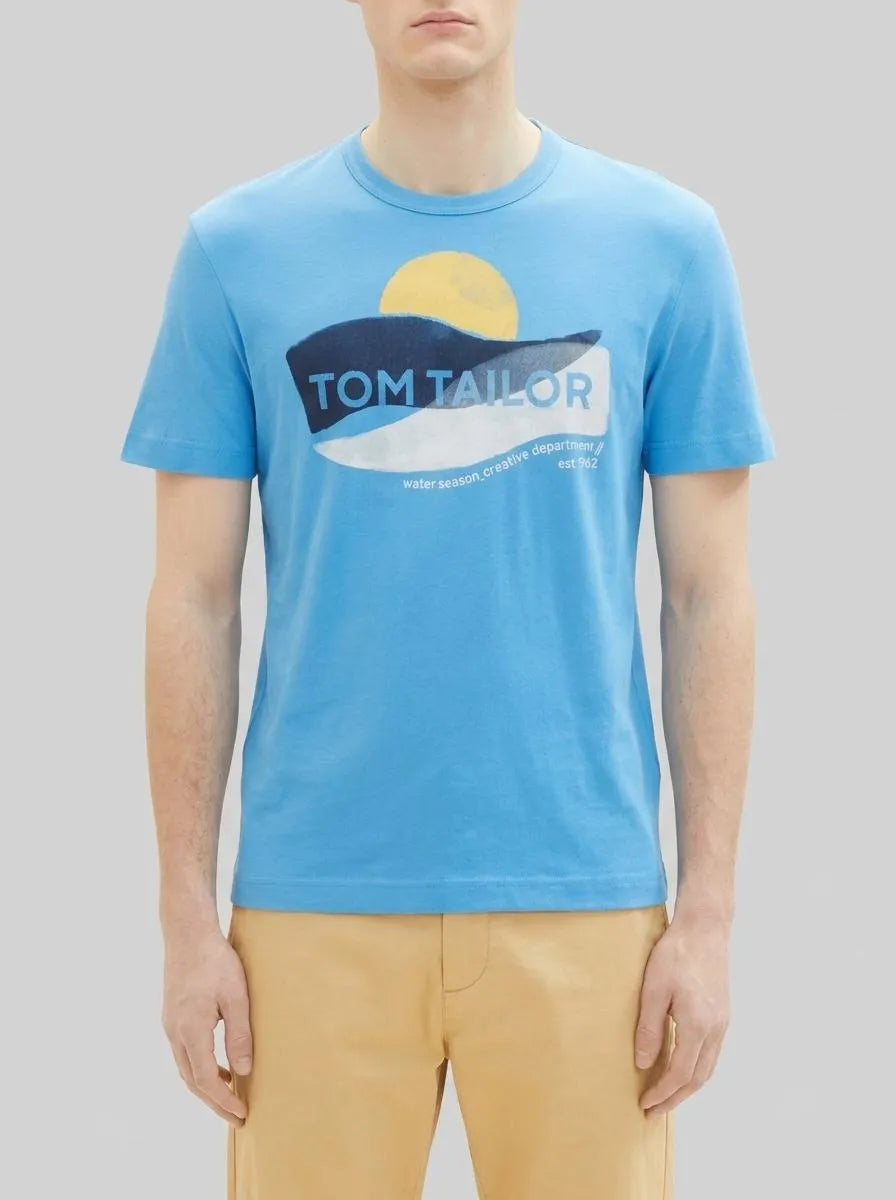 Tom Tailor Rainy Sky Blue Men T-Shirt with a Print SKU: 1036328_18395 Image 00