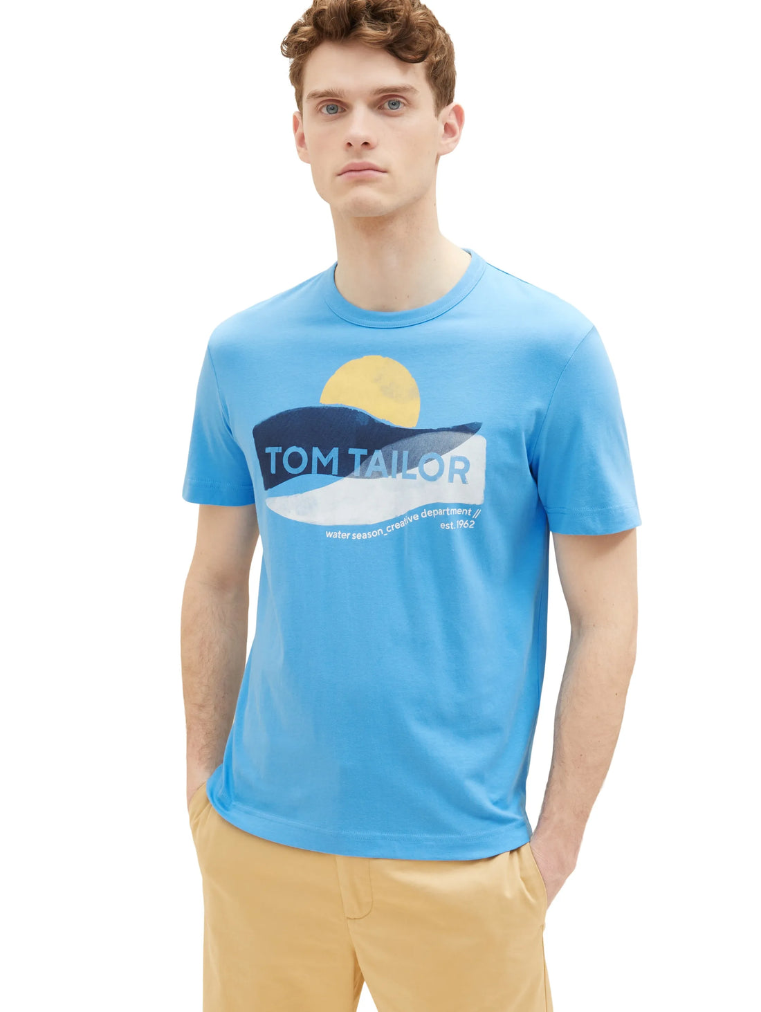 Tom Tailor Rainy Sky Blue Men T-Shirt with a Print SKU: 1036328_18395 Image 01