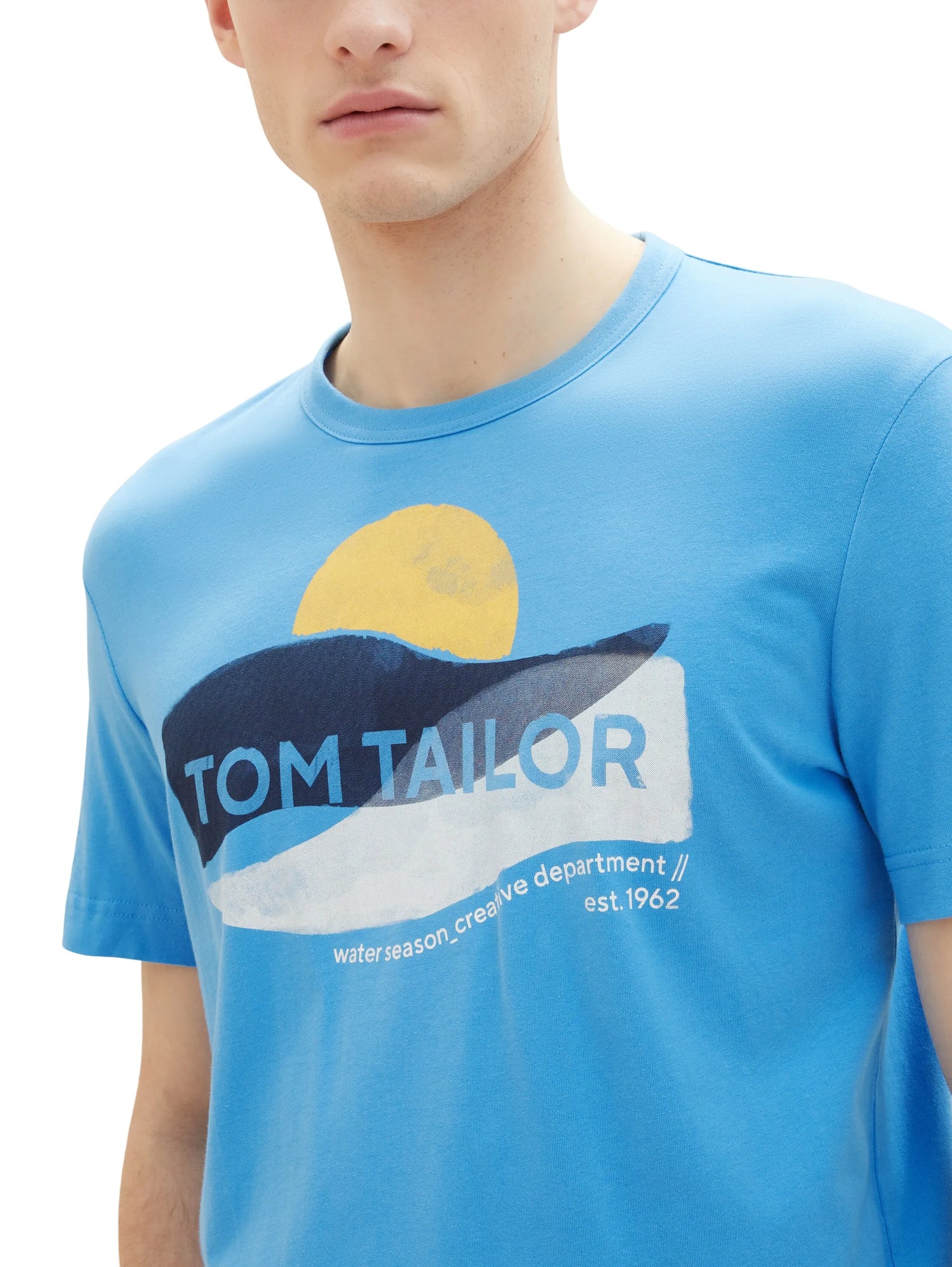 Tom Tailor Rainy Sky Blue Men T-Shirt with a Print SKU: 1036328_18395 Image 02