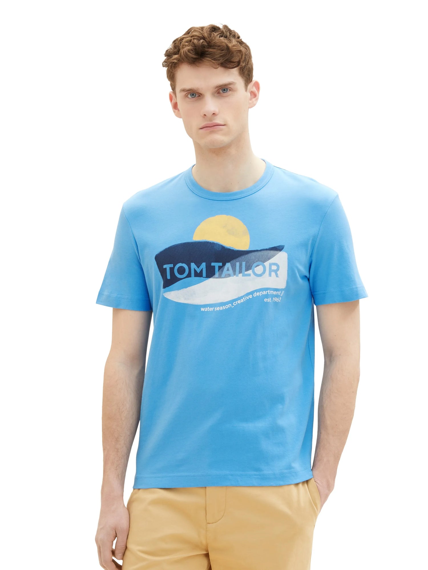 Tom Tailor Rainy Sky Blue Men T-Shirt with a Print SKU: 1036328_18395 Image 04