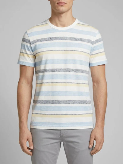 Tom Tailor Blue Multicolor Big Stripe Men Striped T-Shirt SKU: 1036331_31778 Image 00