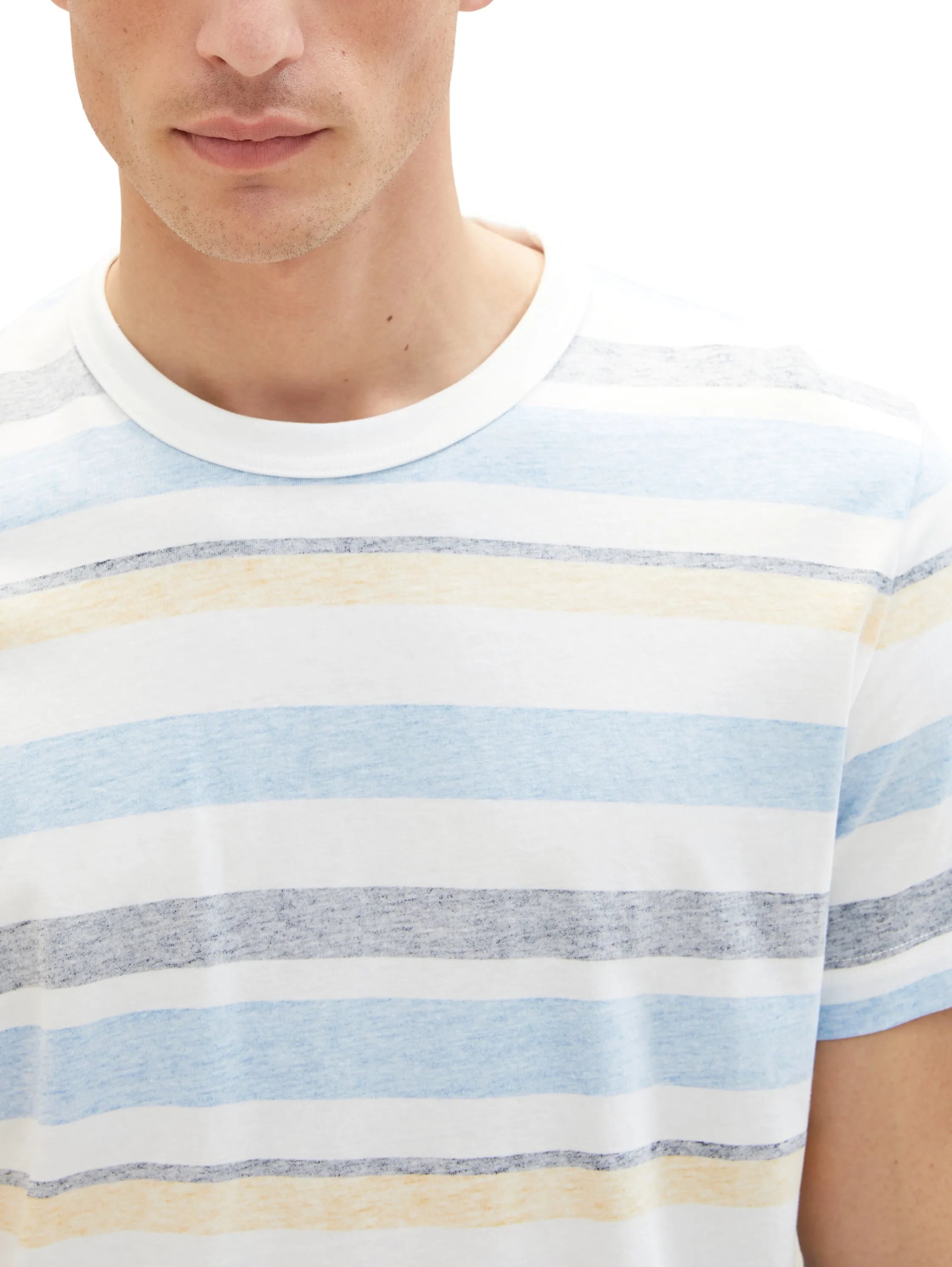 Tom Tailor Blue Multicolor Big Stripe Men Striped T-Shirt SKU: 1036331_31778 Image 02