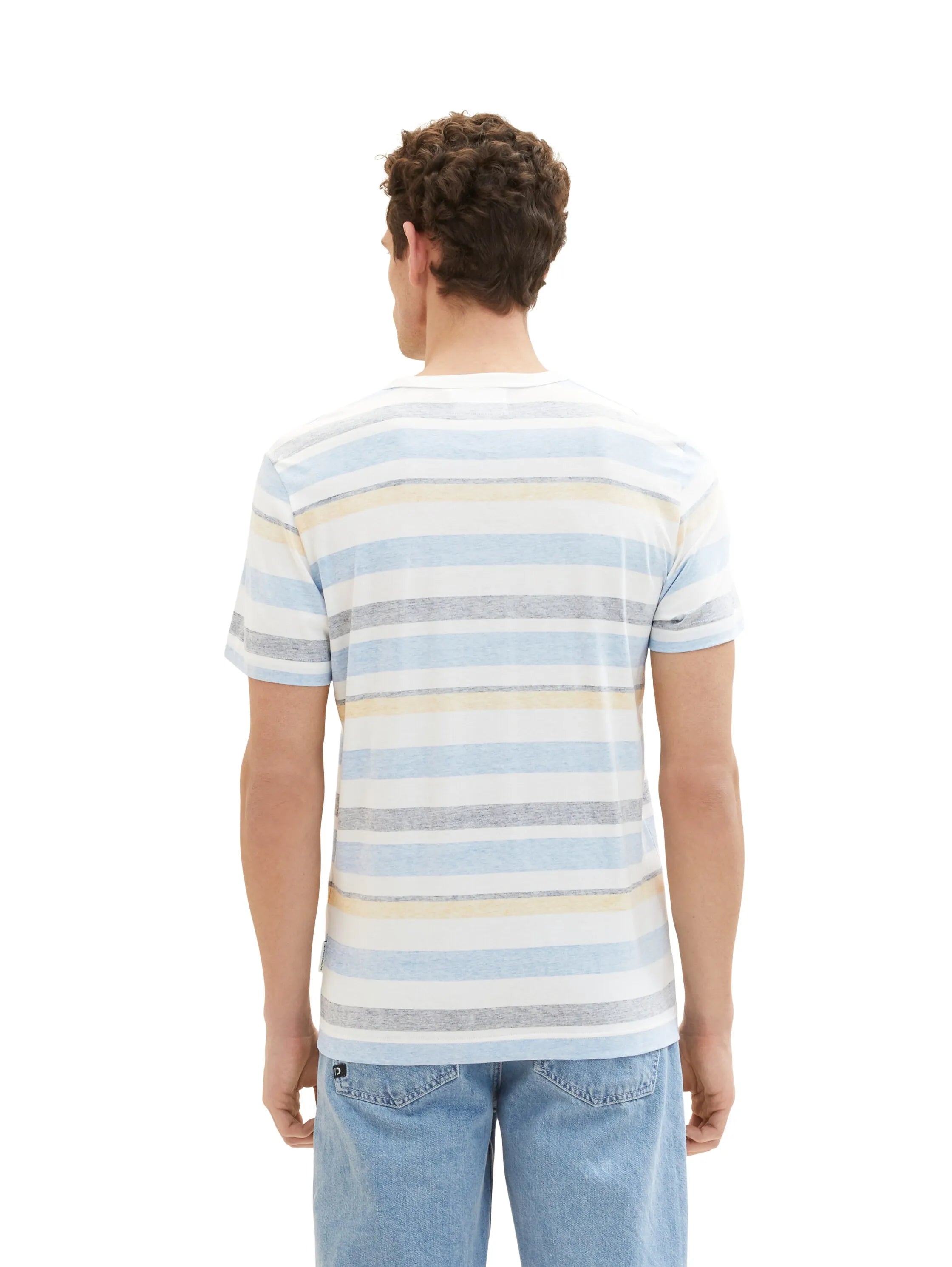 Tom Tailor Blue Multicolor Big Stripe Men Striped T-Shirt SKU: 1036331_31778 Image 03