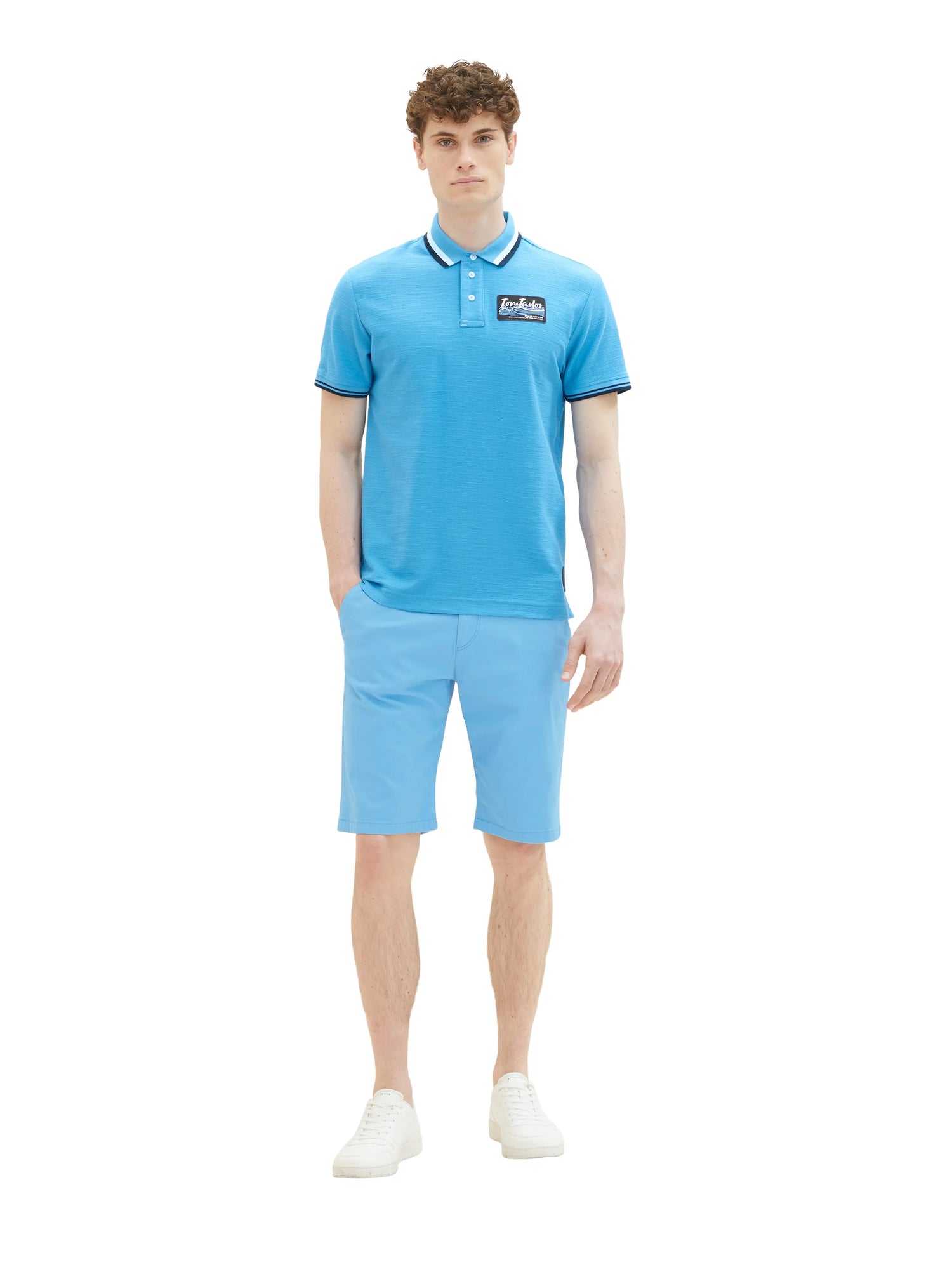 Tom Tailor Rainy Sky Blue Men Polo Shirt with a Print SKU: 1036340_18395 Image 02