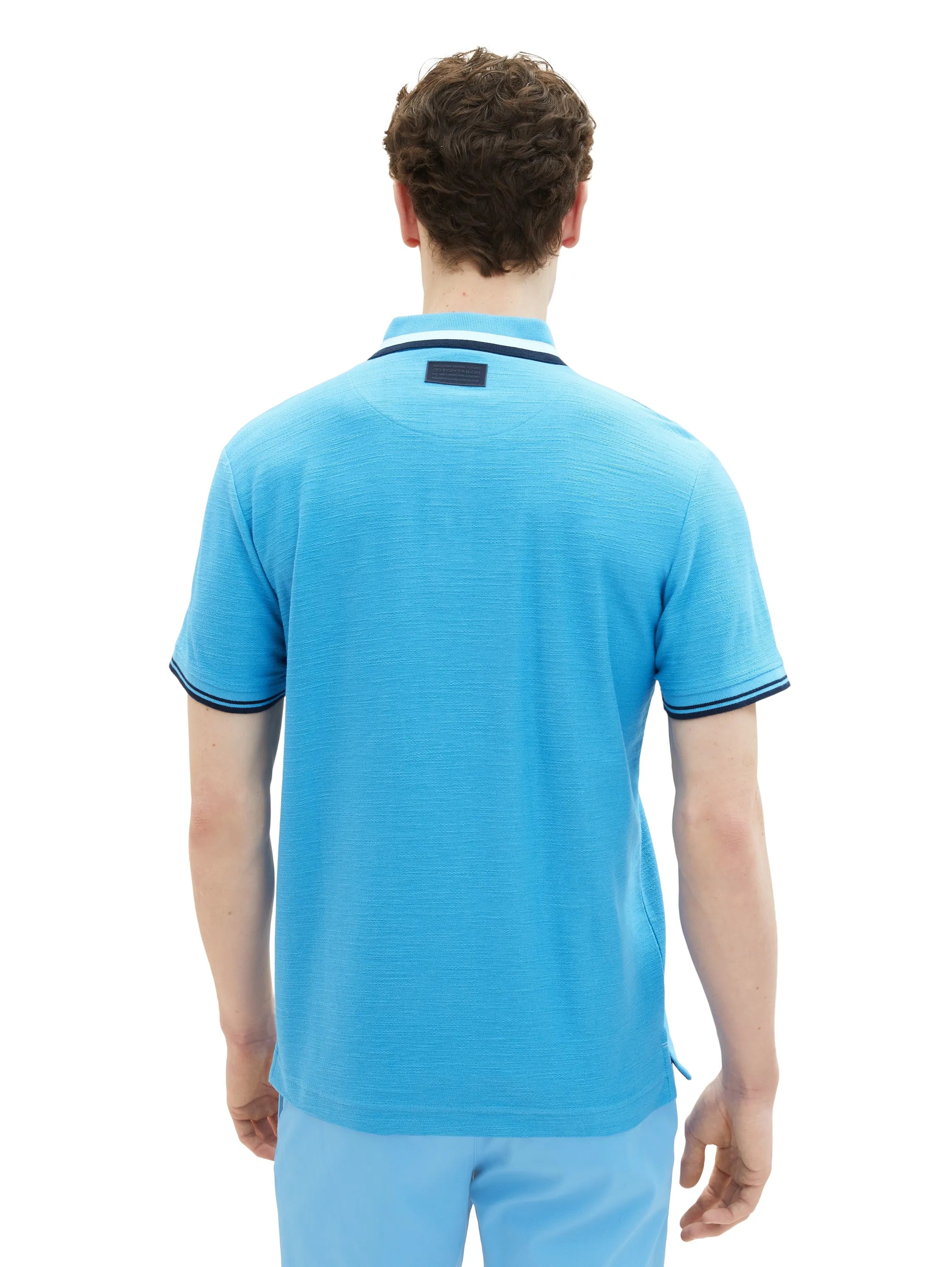 Tom Tailor Rainy Sky Blue Men Polo Shirt with a Print SKU: 1036340_18395 Image 03