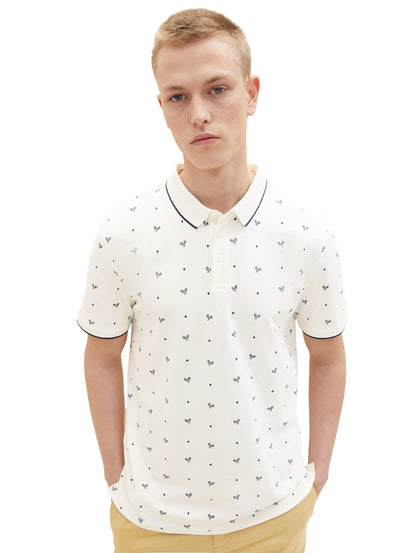 Denim Tom Tailor White Navy Tennis Print Men Polo Shirt with a Print SKU: 1036382_31922 Image 01