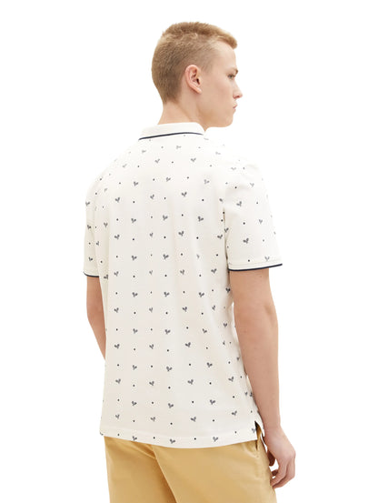 Denim Tom Tailor White Navy Tennis Print Men Polo Shirt with a Print SKU: 1036382_31922 Image 03