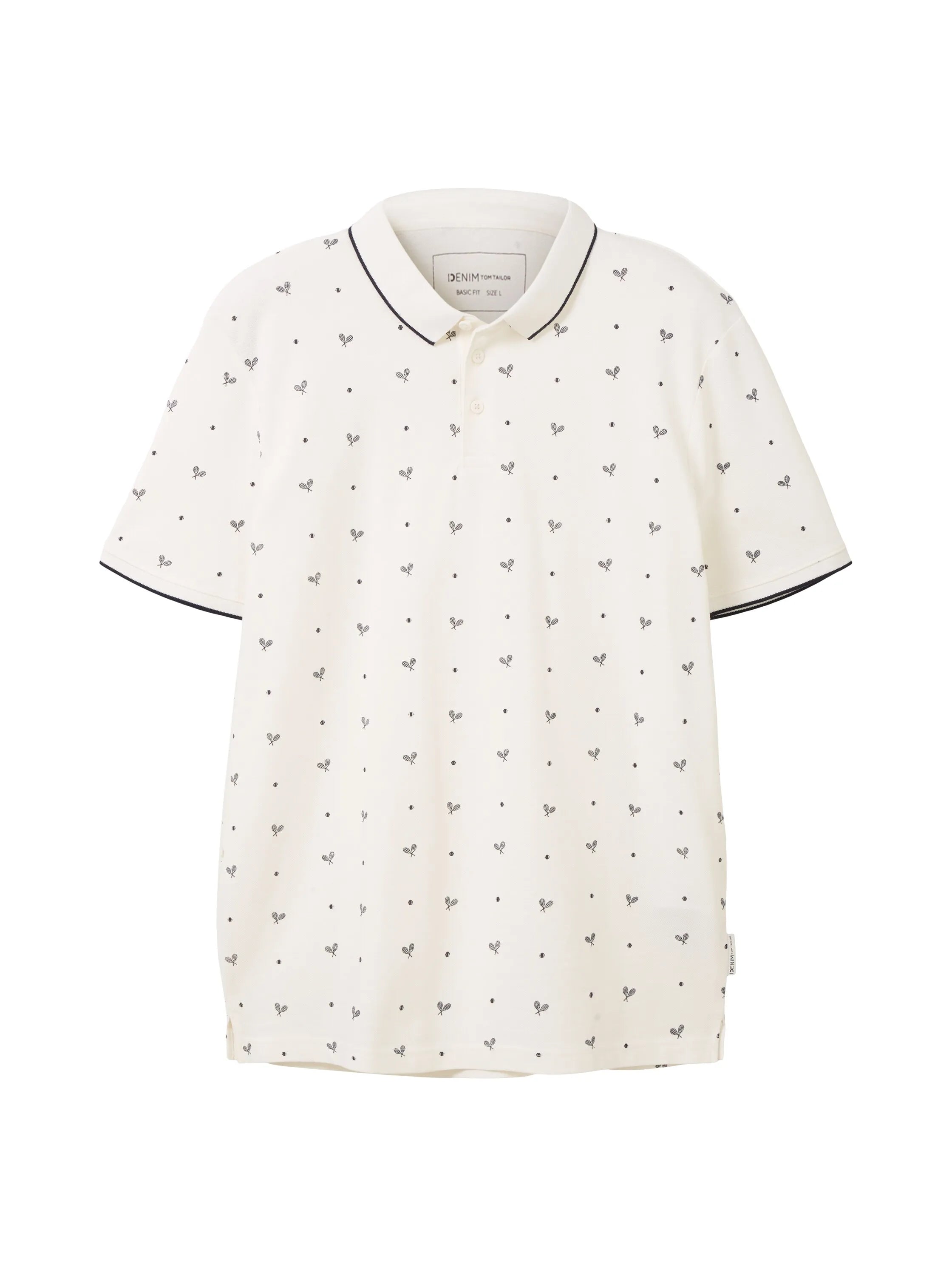 Denim Tom Tailor White Navy Tennis Print Men Polo Shirt with a Print SKU: 1036382_31922 Image 07
