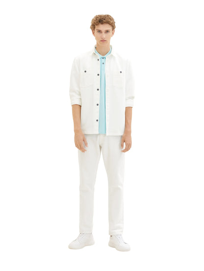 Denim Tom Tailor Soft Light Turquoise Men Polo Shirt with a Logo Print SKU: 1036408_30655 Image 02